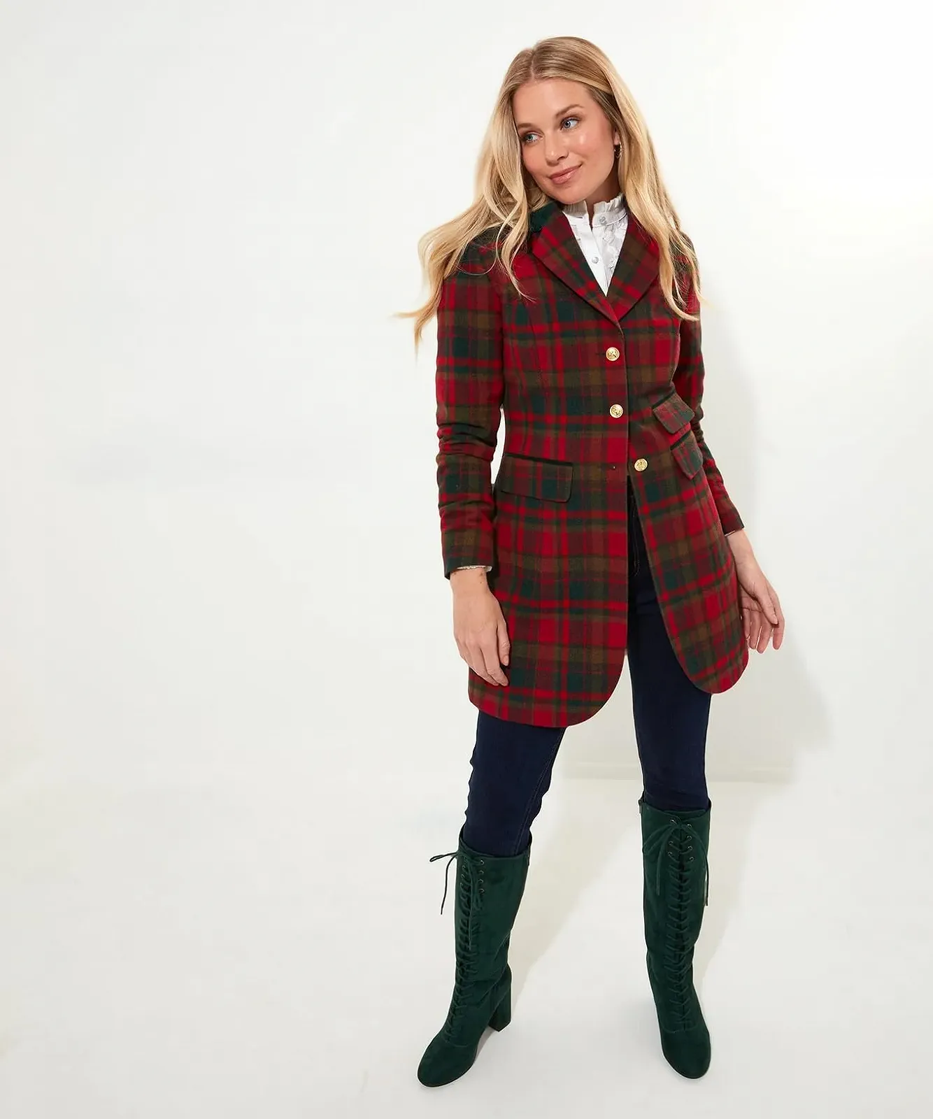 Пальто Joe Browns Довге в клітинку з велюровою обробкою, фото №4