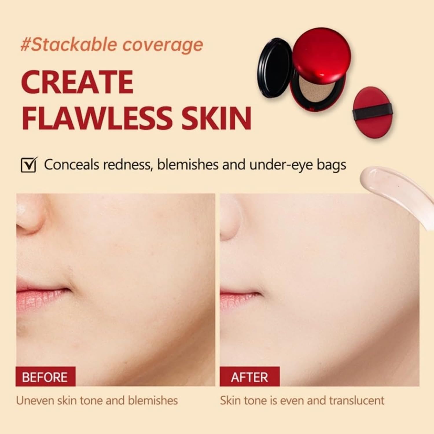 Тональный крем Red Cushion Glass Skin (23N Sand), фото №4 Тональный крем Red Cushion Glass Skin (23N Sand), фото №4