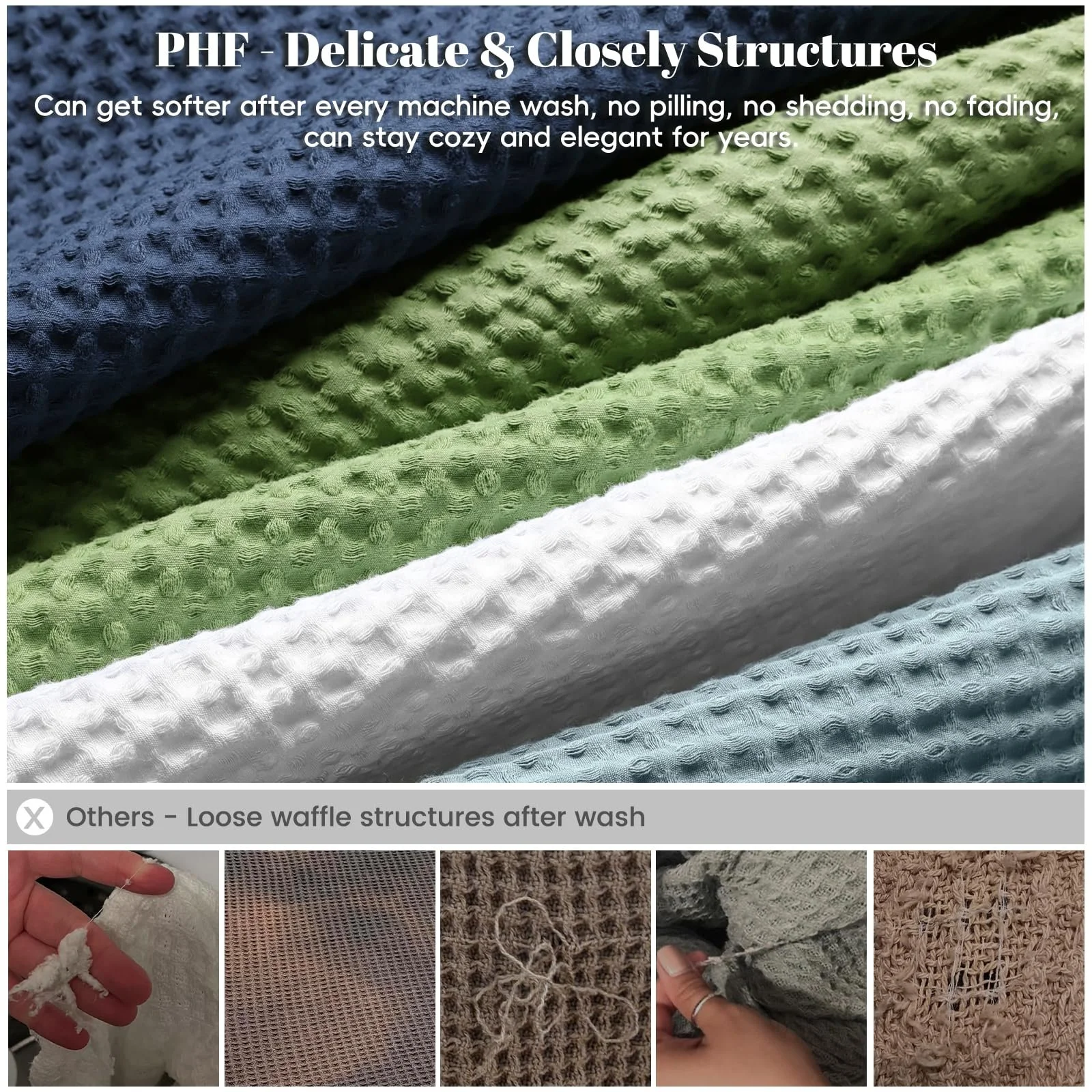 Вафельна Покривало PHF 100% бавовна, термотканина, м'яка, дихаюча, вологопоглинаюча, фото №5