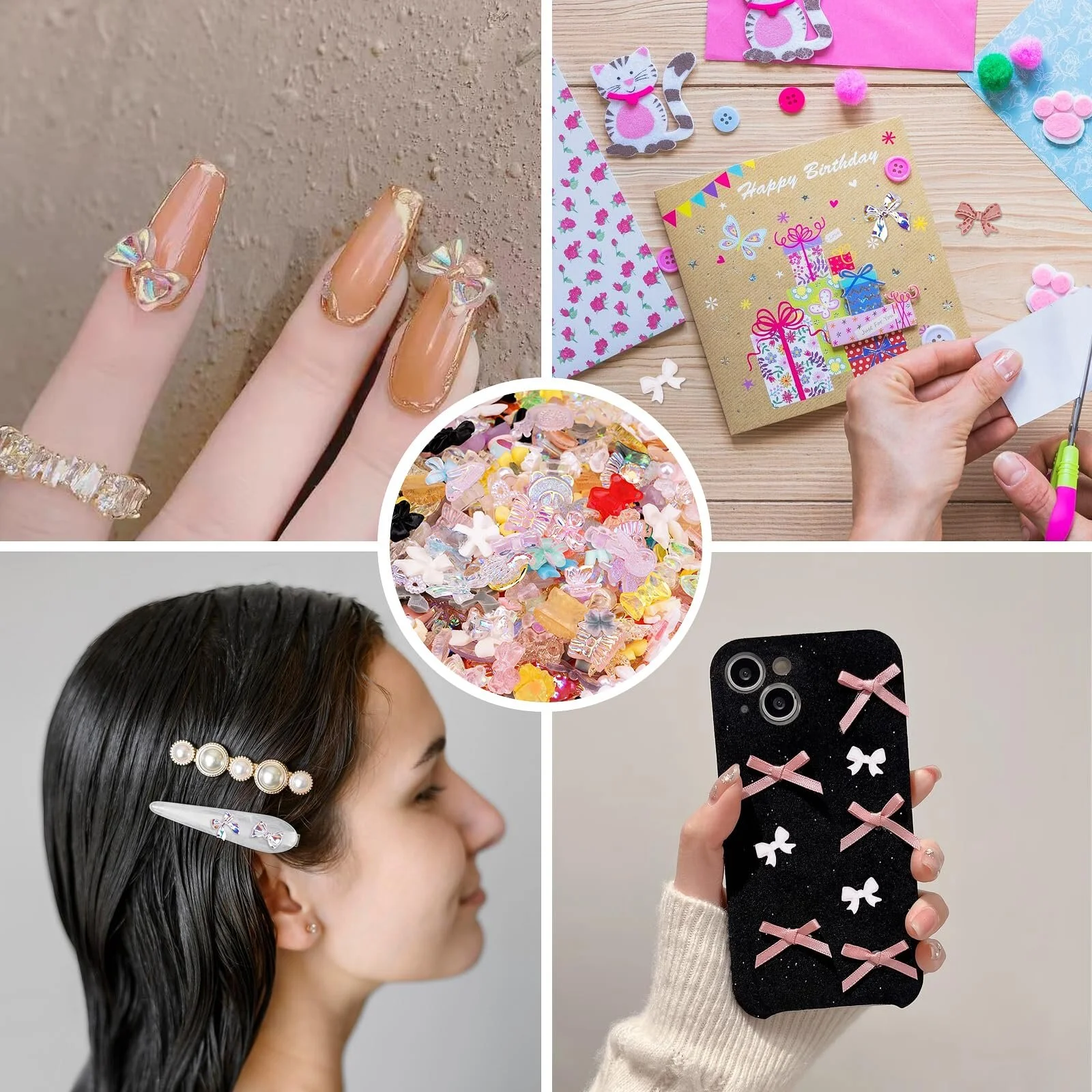 Декоративные бусины для дизайна ногтей 3D 500 шт. Сердце Бант Роза, фото №7