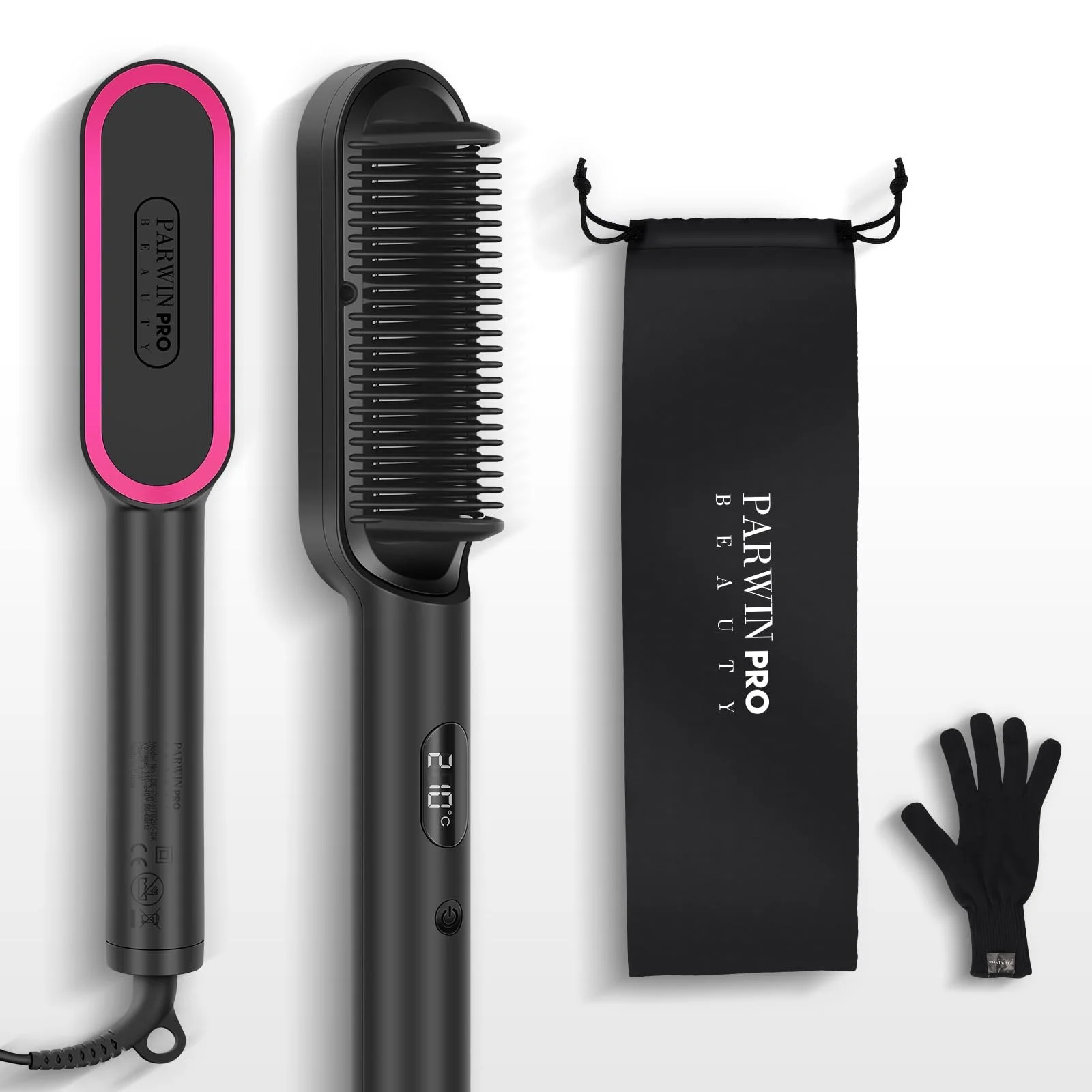 Ионная щетка-выпрямитель PARWIN PRO BEAUTY LED-дисплей, нагрев 20 секунд, 4 настройки температуры, фото №8 Ионная щетка-выпрямитель PARWIN PRO BEAUTY LED-дисплей, нагрев 20 секунд, 4 настройки температуры, фото №8