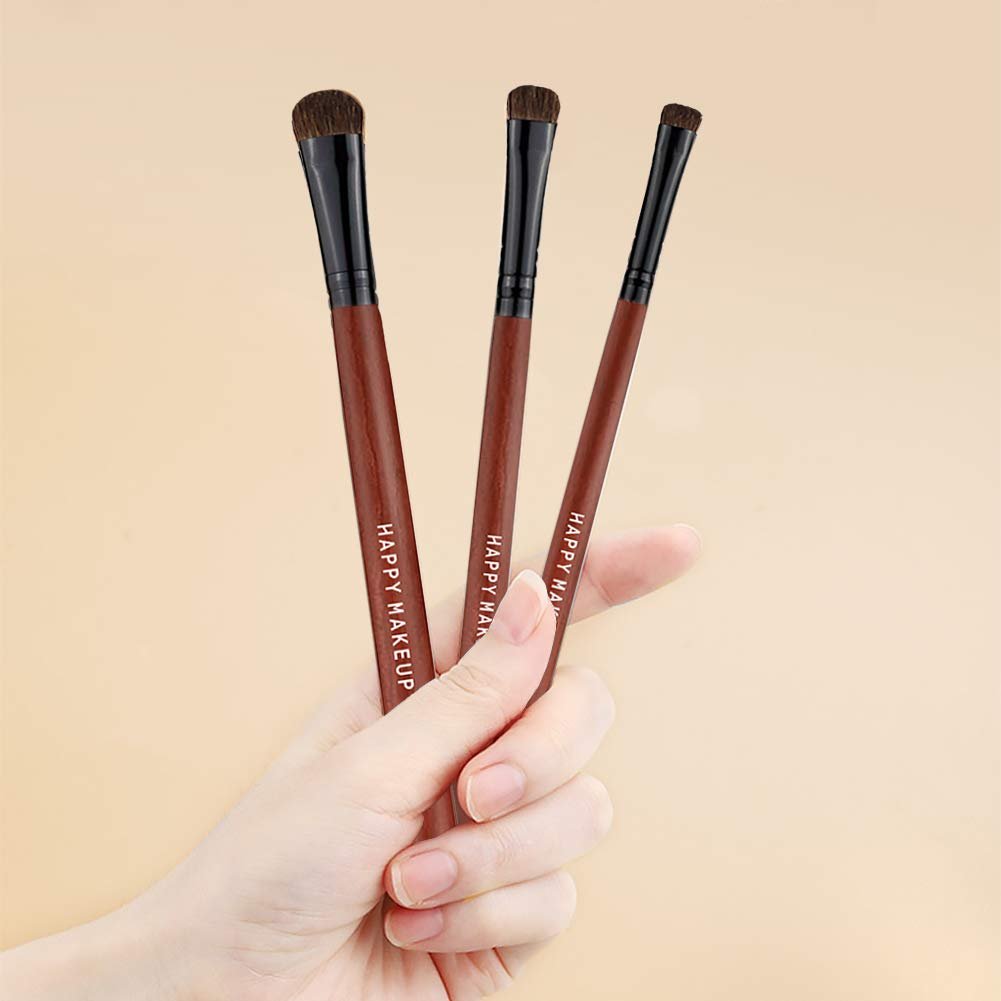 Набор кистей для макияжа 3 шт. Волос пони Очиститель Beauty Premium Кисть для теней для век Портативная кисть Высококачественные кисти для макияжа, дерево и волокна., фото №2