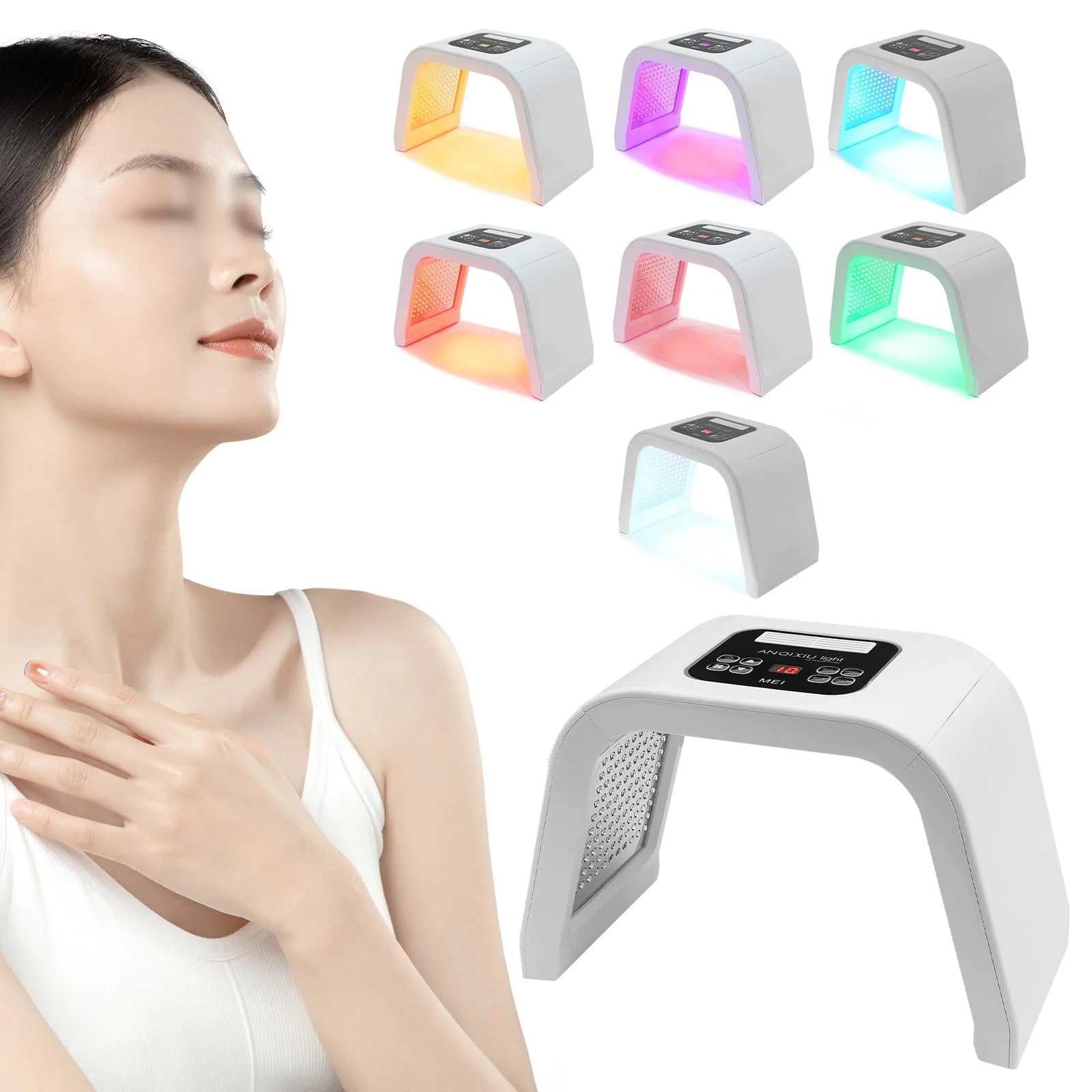 LED Маска для обличчя 7 кольорів Beauty, Світлова терапія, PDT Фотонотерапія, Догляд за шкірою, фото №4