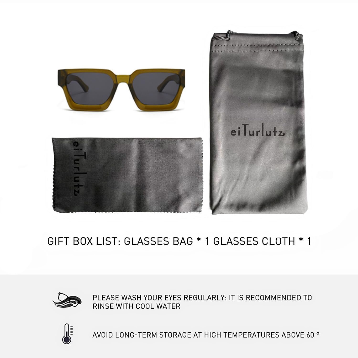 Солнцезащитные очки Ретро Толстые Прямоугольные Массивные eiTurlutz для мужчин и женщин, фото №3