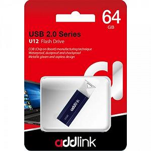 USB флеш-накопитель AddLink 64GB U12 Dark Blue 2.0 ad64GBU12D2 synthetic.ua - Фото 1