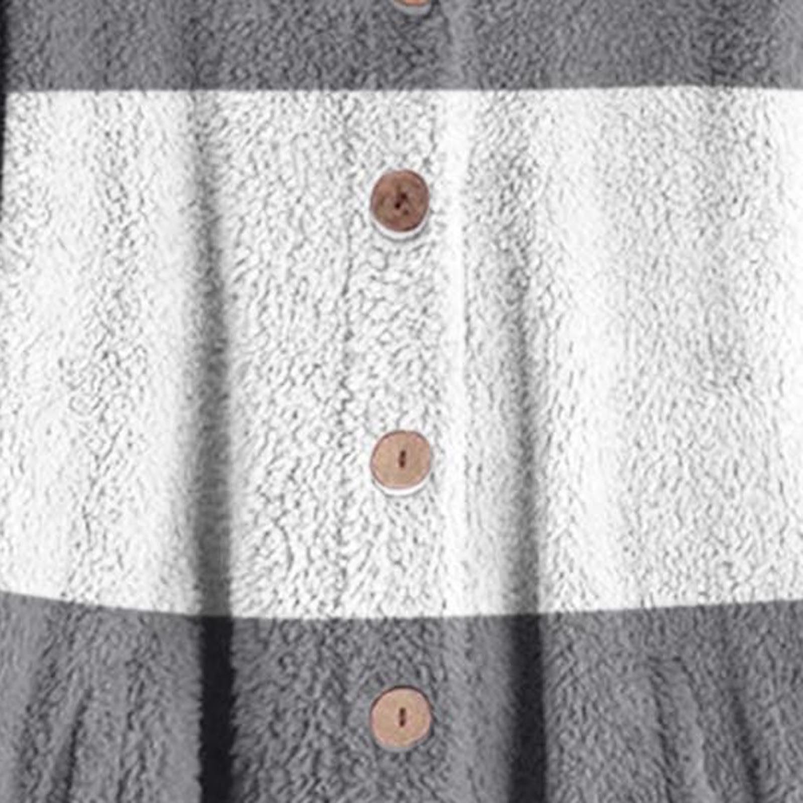 Плюшеве Пальто з Ґудзиками та Кишенями, фото №3