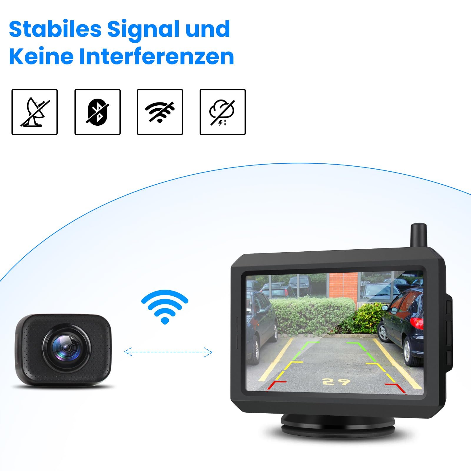 Камера заднего вида AUTO-VOX Беспроводная цифровая W7 5 дюймов LCD, со встроенным беспроводным передатчиком, беспроводная помощь при парковке, водонепроницаемая IP68 Ночное видение, фото №2
