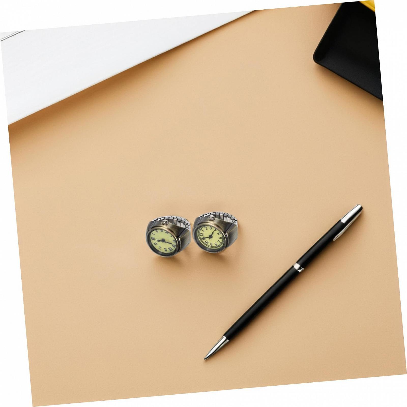 Кільце-годинник Unisex WRITWAA 2 шт. Вінтажний ретро-дизайн, еластичні великі кільця на палець, фото №7