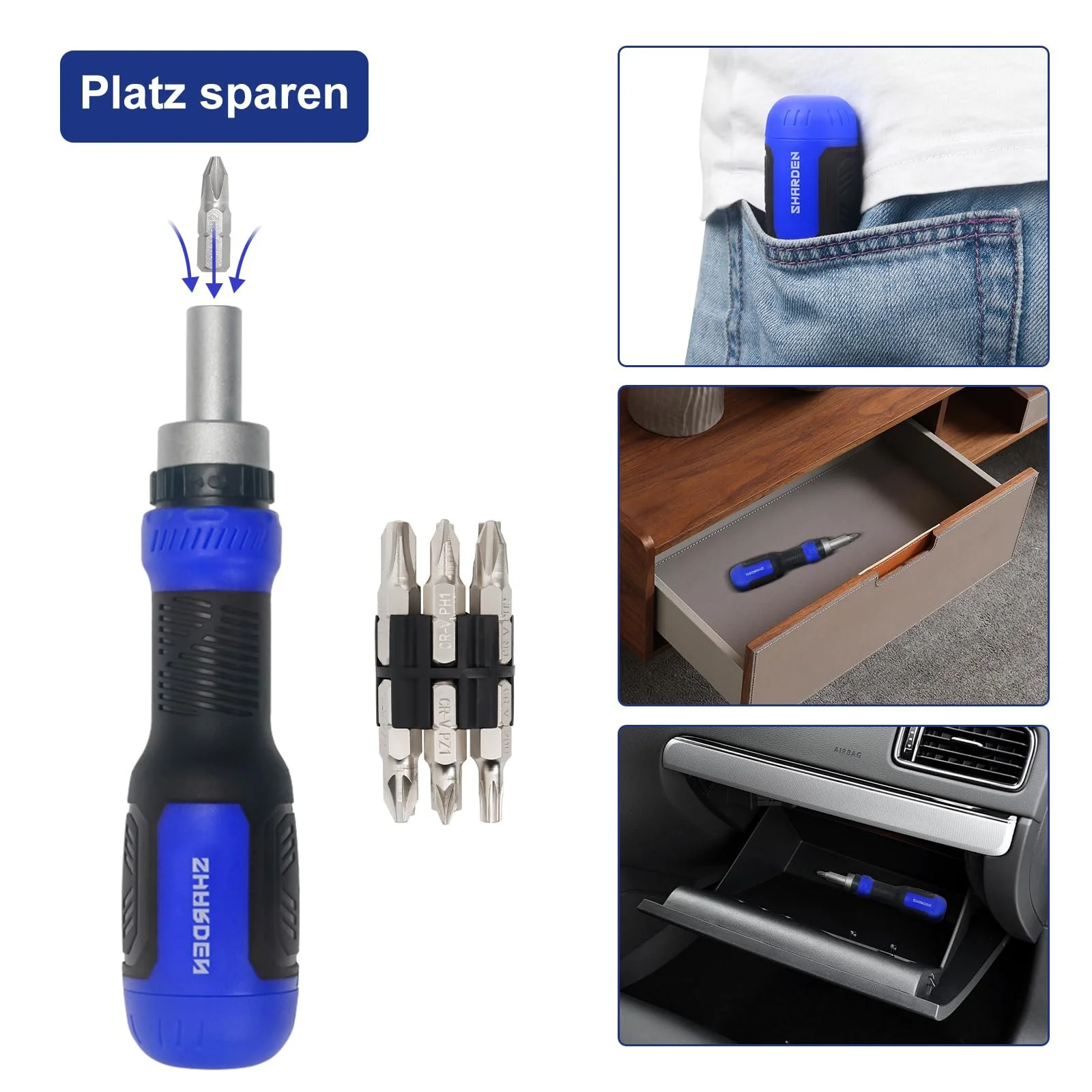 Викрутка з тріскачкою SHARDEN 13-в-1 Torx Slotted Phillips Hexagonal Pozidriv 1/4 дюйма Nut Wrench, фото №5