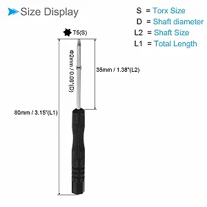 Викрутка Torx Tiny T5 80 мм сталева з нековзною ручкою 5 шт. synthetic.ua - Фото 1