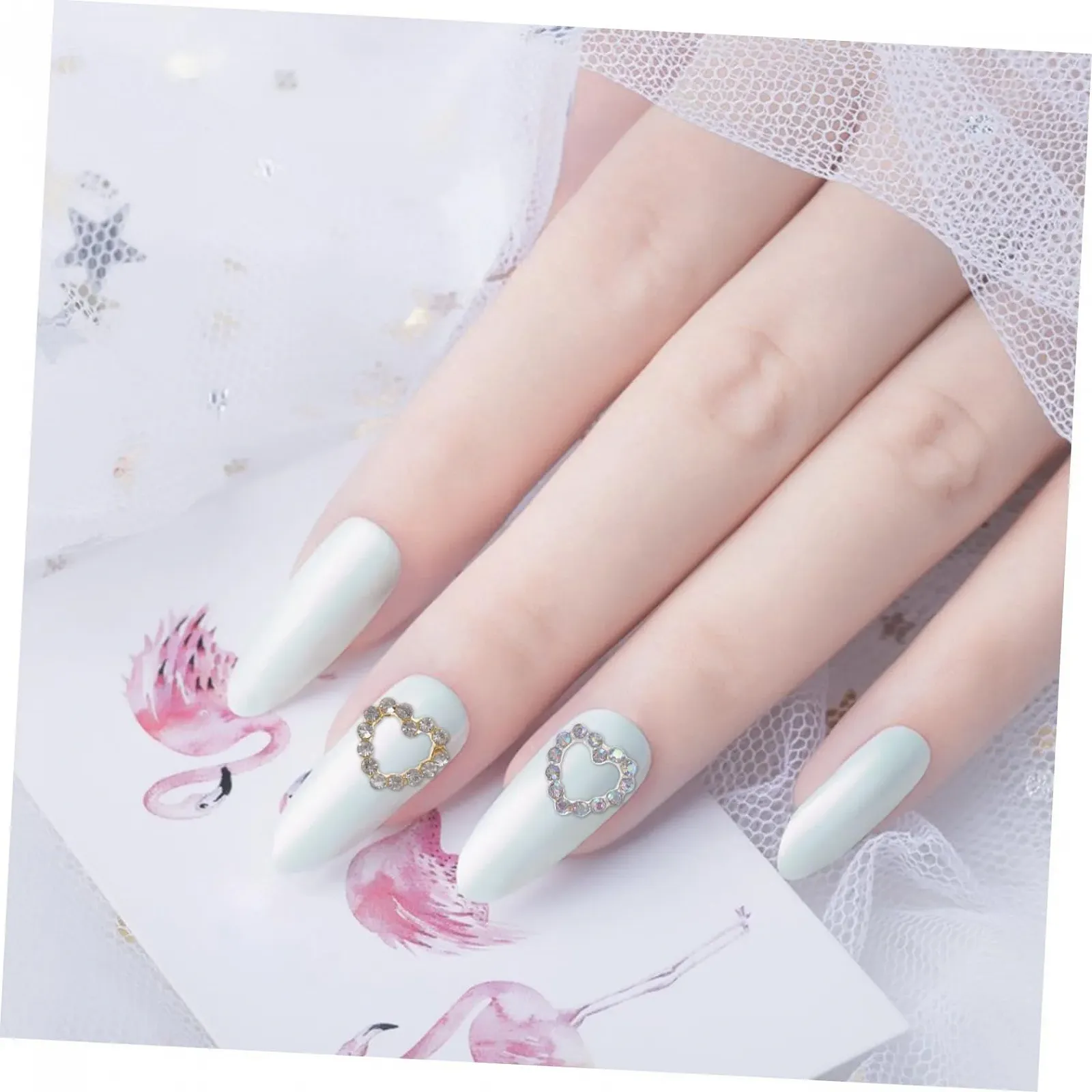 Стразы Тип Сердце WOONEKY 30 шт. Аксессуары для дизайна ногтей из акрила для самодельного дизайна ногтей, свадебного маникюра ко Дню Святого Валентина, фото №3