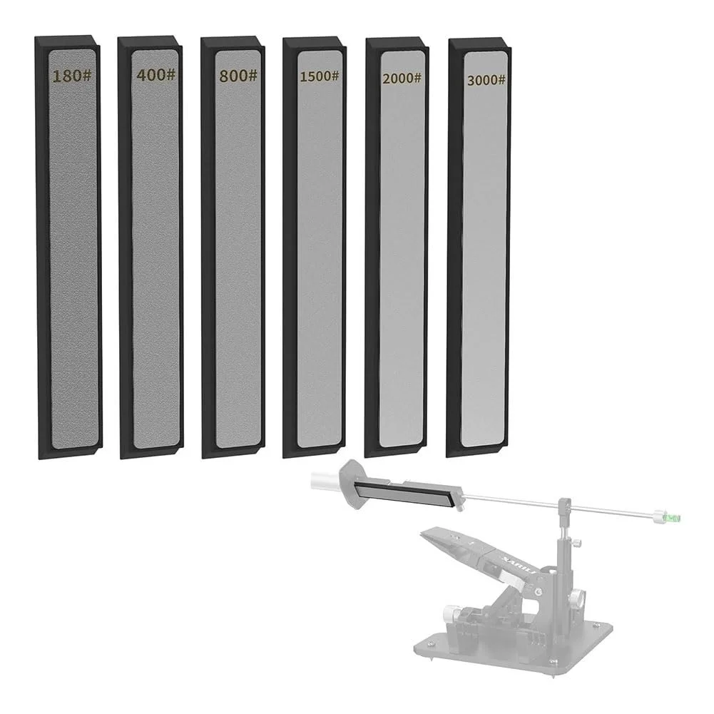 Набір алмазних каменів для заточування ножів 6 штук 180-3000 грит з основою 23 x 8 x 162 мм, фото №3
