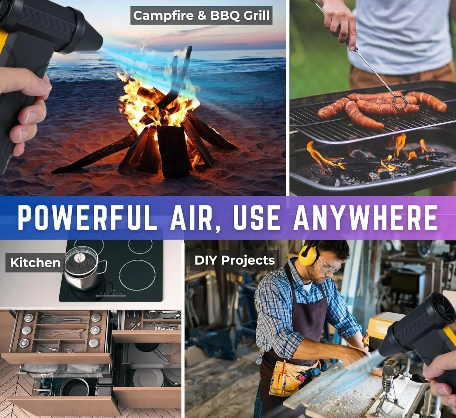 Электрическая воздуходувка 160000 об/мин 3 скорости Мини-очиститель для ПК электроники и мебели Черный, фото №4