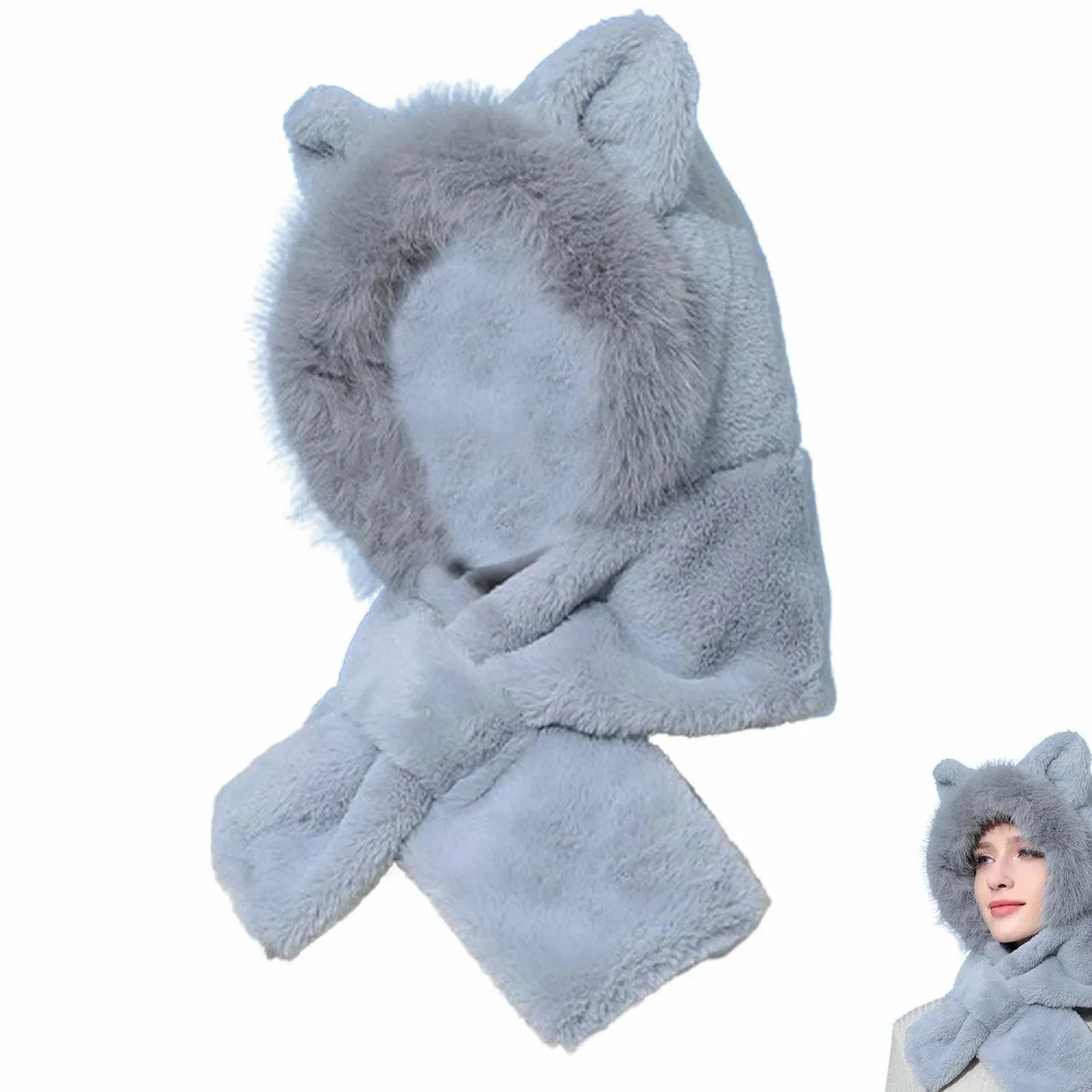 Шапка-шарф с капюшоном Зимняя, фото №4