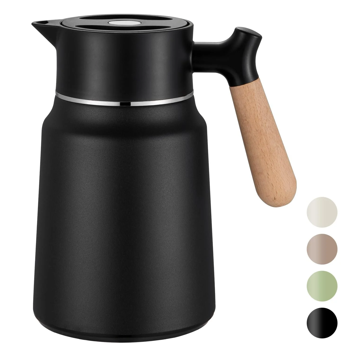 Термос VETIN 1,5 л, чайник-термос из нержавеющей стали 304 с двойными стенками с вакуумной изоляцией, изолированный кувшин с ручкой под дерево, термос для кофе 10 часов тепла / 16 часов холода (черный), фото №1 Термос VETIN 1,5 л, чайник-термос из нержавеющей стали 304 с двойными стенками с вакуумной изоляцией, изолированный кувшин с ручкой под дерево, термос для кофе 10 часов тепла / 16 часов холода (черный), фото №1