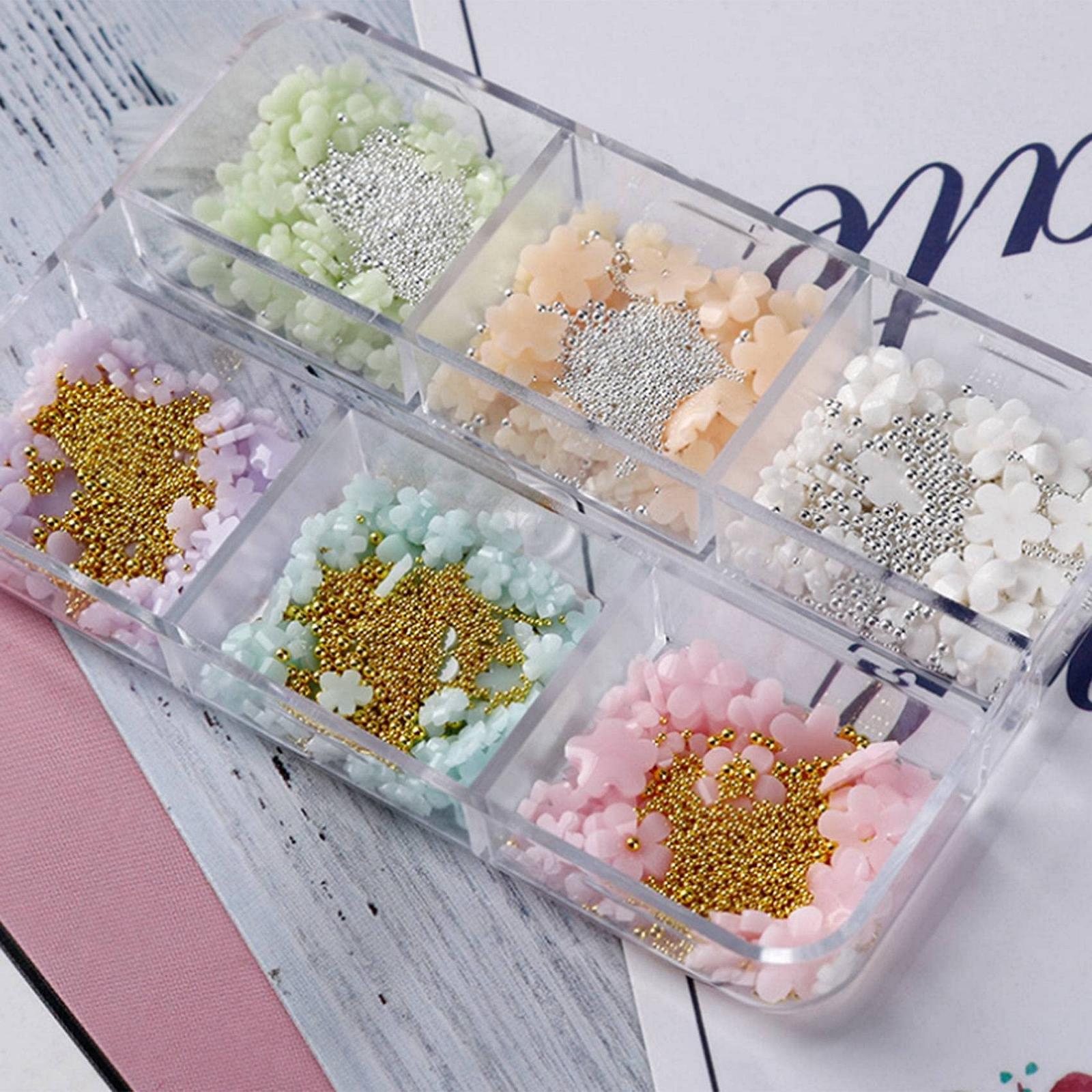 3D Цветок TsoLay, украшения для ногтей, 6 ячеек, 3D акриловые стразы для ногтей, светлые бусины для ногтей, DIY украшения для ногтей, фото №2