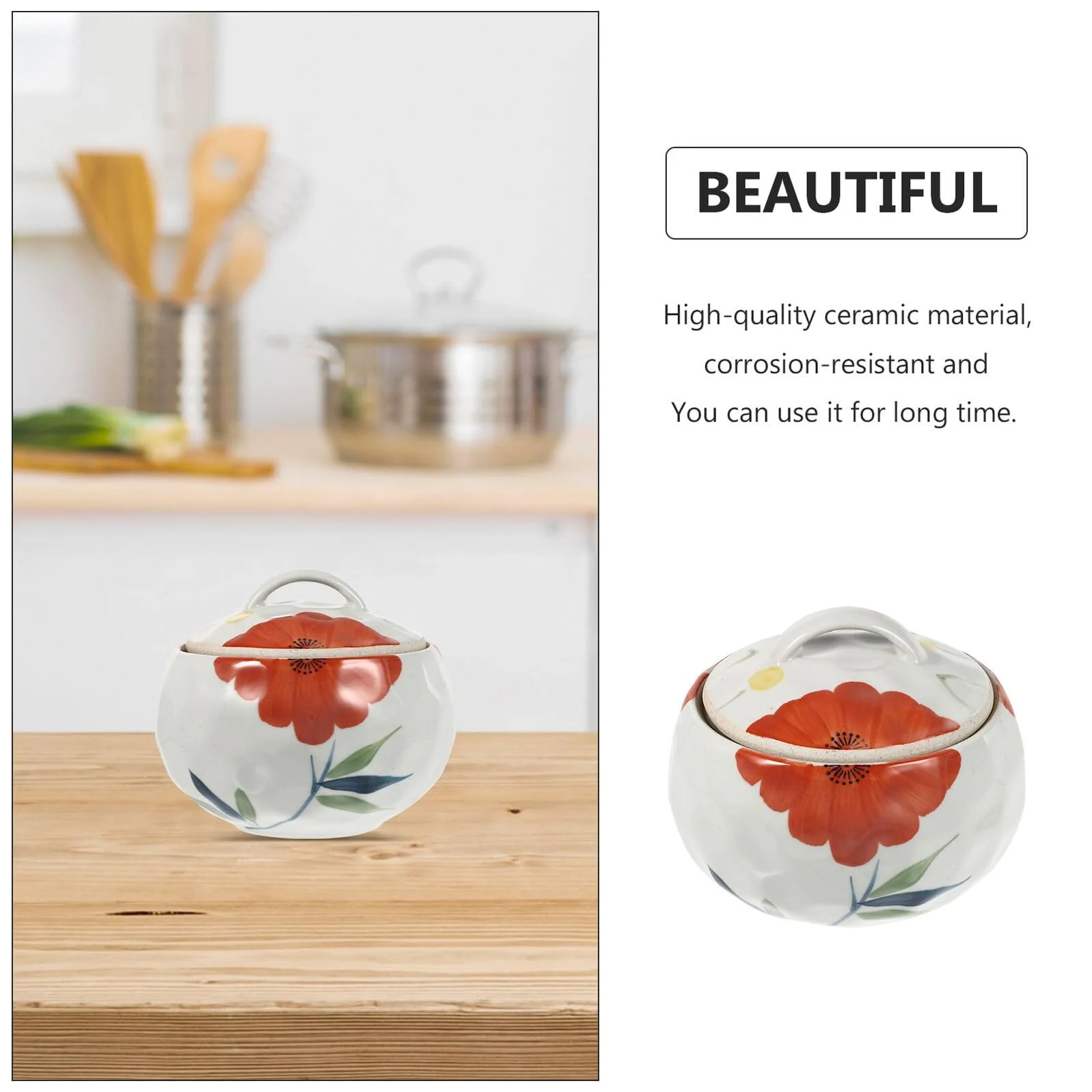 Горшок для запекания с крышкой Керамический Толстостенный Белый универсальный, фото №6