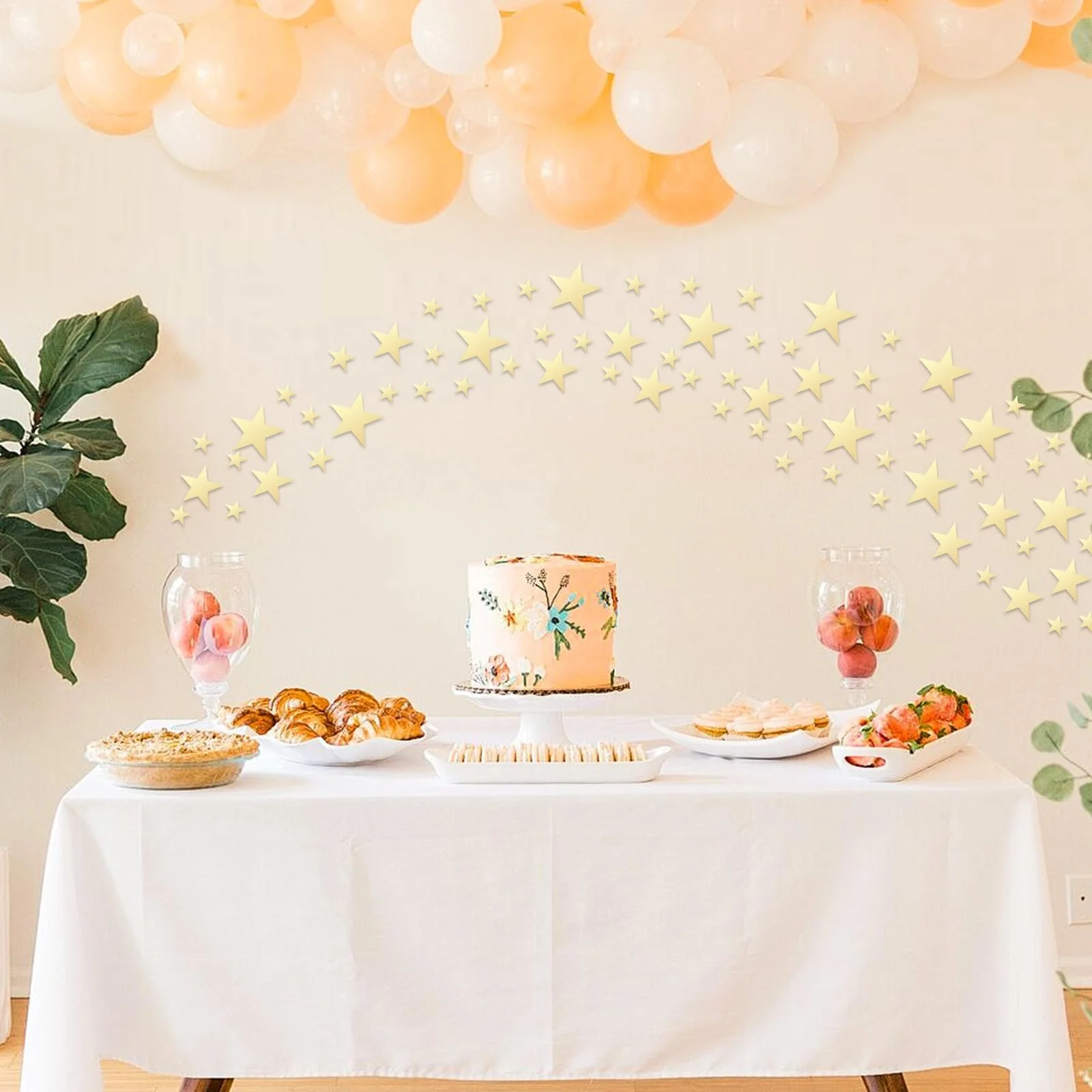 Дзеркальні наклейки Зірка Набір 68 шт. Акрилові Золоті, фото №4