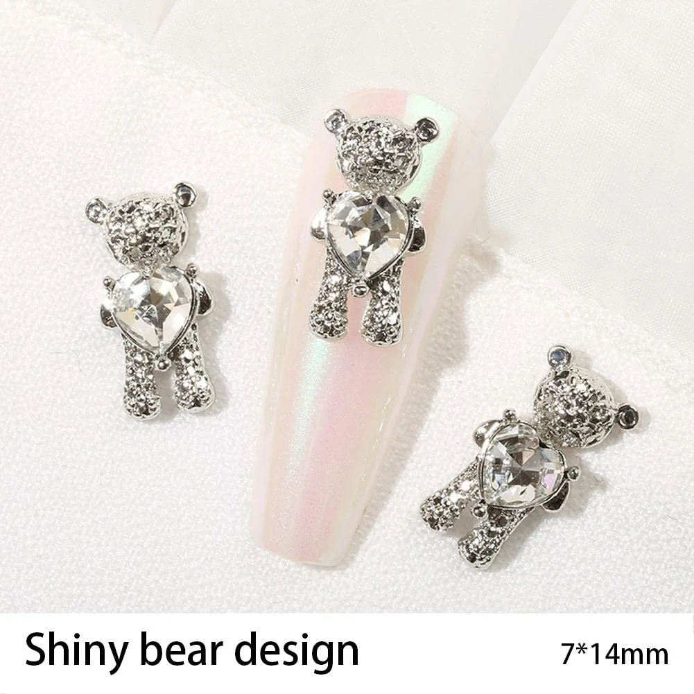 Стрази для нігтів Ведмедик Кристалічні прикраси у формі серця., фото №5