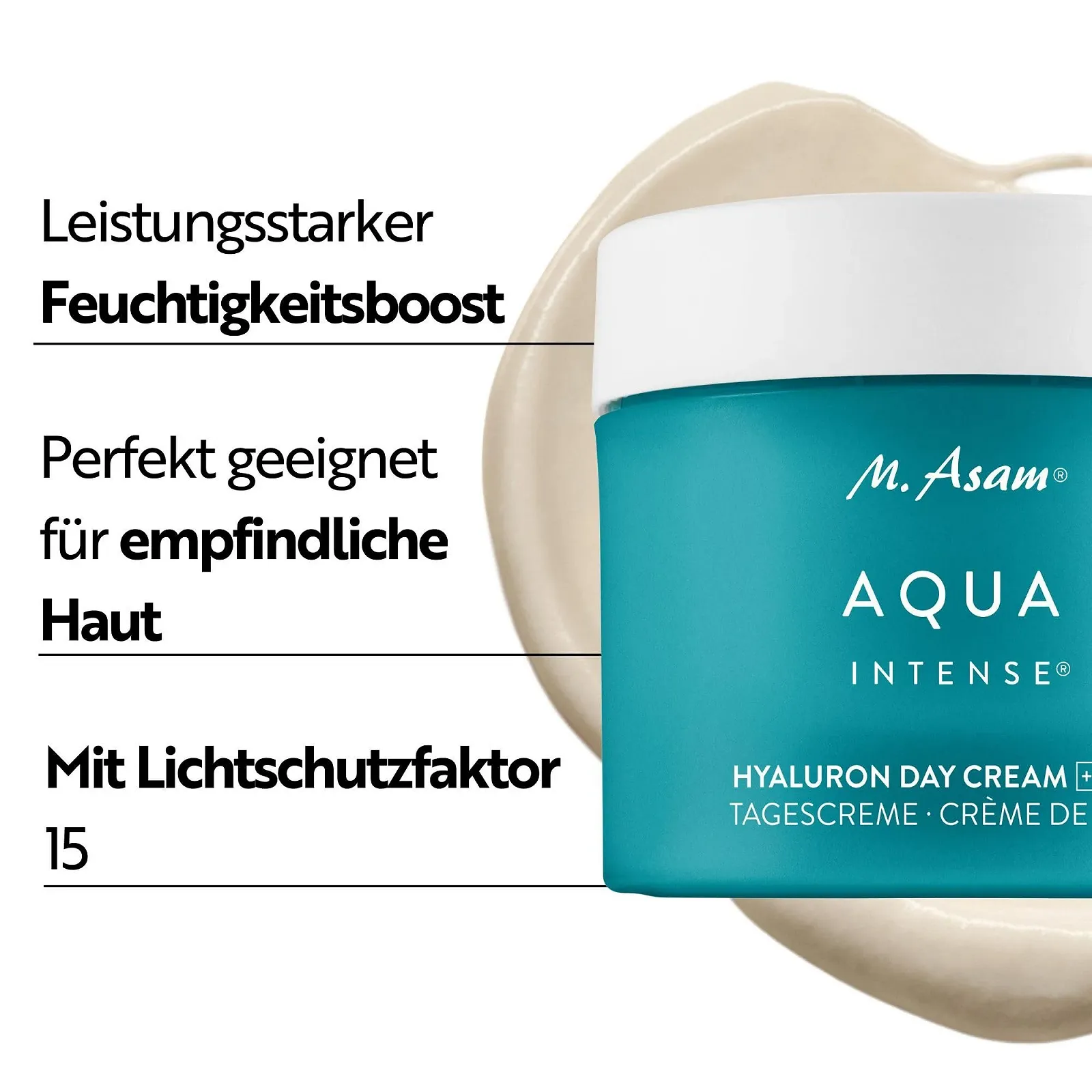Денний крем для обличчя M. Asam Aqua Intense Hyaluronic зволожуючий з SPF 15, 50 мл, фото №2 Денний крем для обличчя M. Asam Aqua Intense Hyaluronic зволожуючий з SPF 15, 50 мл, фото №2