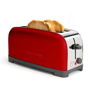 Купити Тостер Taurus Vintage Red, 1400 Вт, 6 рівнів підсмажування, два дуже довгі слоти з регульованою шириною, функції: Стоп, Розігрів та Розморожування, автоматичне центрування хліба, нержавіюча сталь - Фото 1 Тостер Taurus Vintage Red, 1400 Вт, 6 рівнів підсмажування, два дуже довгі слоти з регульованою шириною, функції: Стоп, Розігрів та Розморожування, автоматичне центрування хліба, нержавіюча сталь - Фото 1