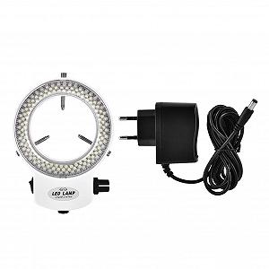 LED Лампа подсветки для микроскопа Akozon 144 LED, регулируемая яркость, кольцевая лампа для стереомикроскопа и камеры (EU Plug) - Фото 1