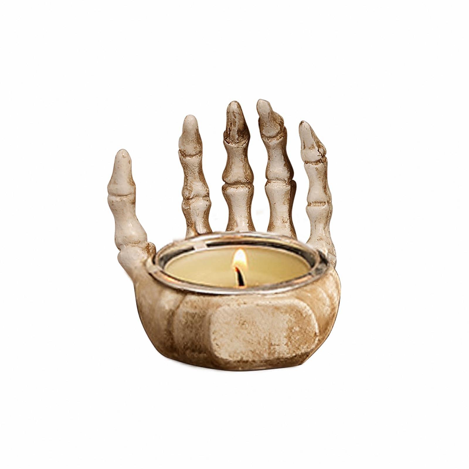 Подсвечник Skeleton Hand Tea Light Gothic Candle Holder Skull Shape Halloween Decoration Tea Light Holder Skeleton Skull Gothic Figure Tea Light Candle Hand, фото №1