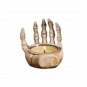 Подсвечник Skeleton Hand Tea Light Gothic Candle Holder Skull Shape Halloween Decoration Tea Light Holder Skeleton Skull Gothic Figure Tea Light Candle Hand - Фото 1