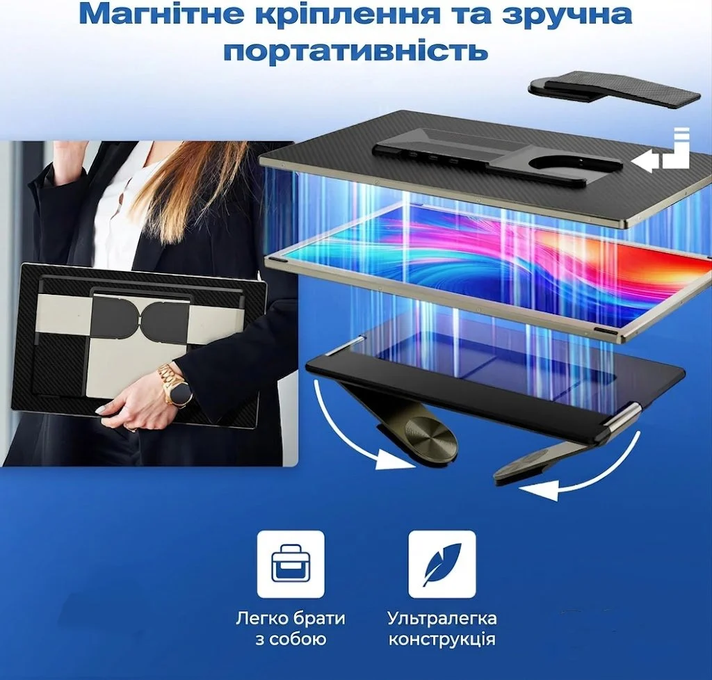 Портативний монітор 15.6" KEFEYA S6 Full HD IPS 60 Гц, фото №3