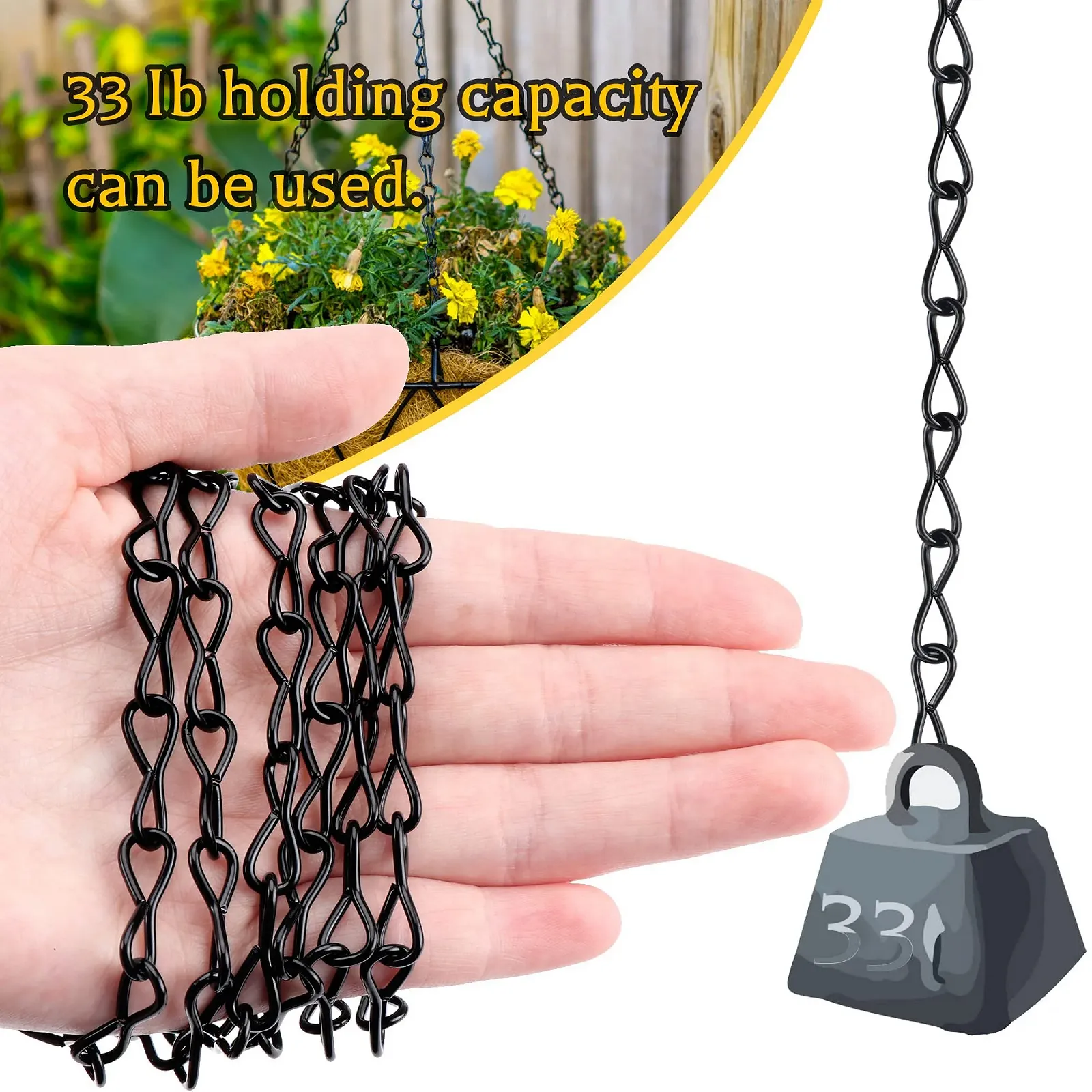 Подвесная металлическая цепь Quesuc 50 см 12 шт., фото №3