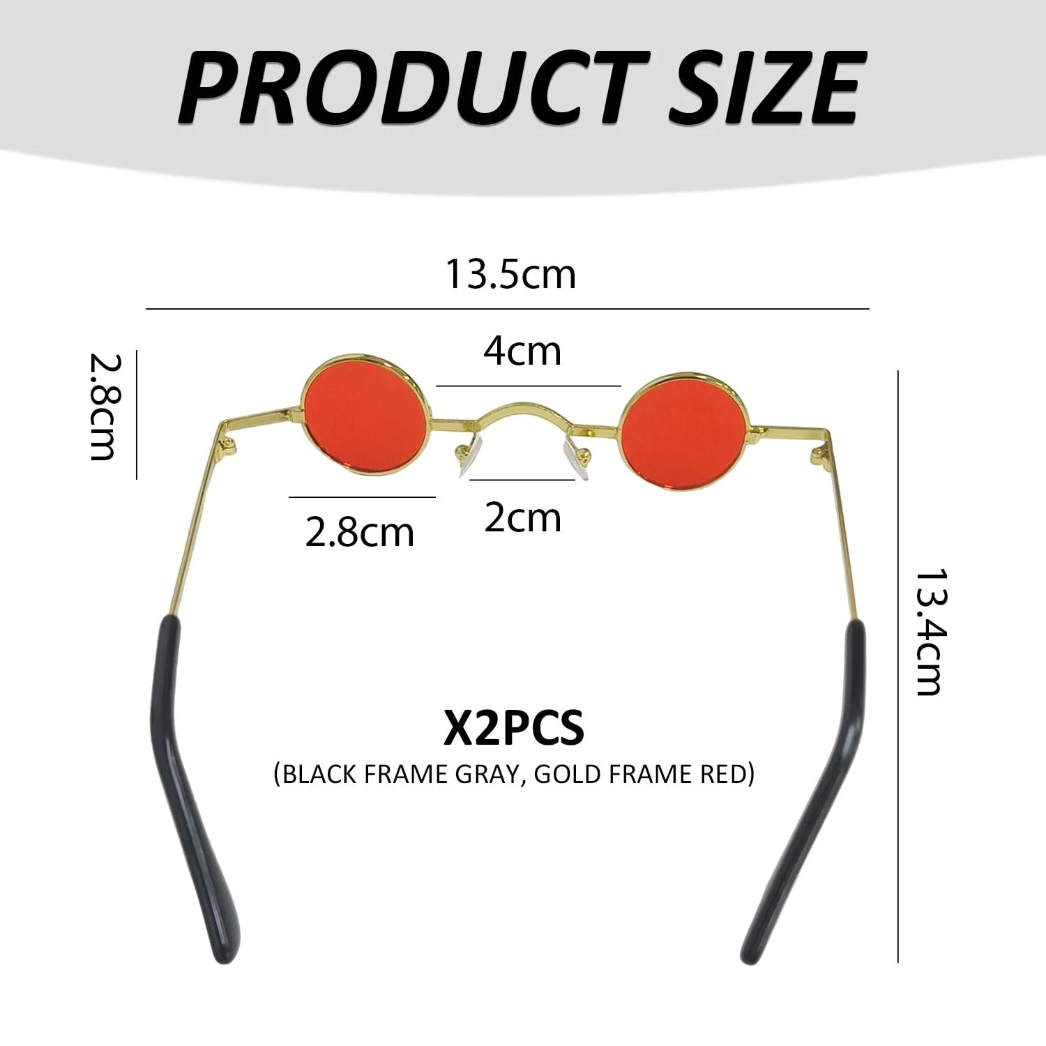 Ретро очки EHDWXVZM Маленькие Круглые Черный и золотой, фото №2