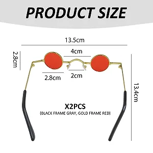 Ретро очки EHDWXVZM Маленькие Круглые Черный и золотой synthetic.ua - Фото 1