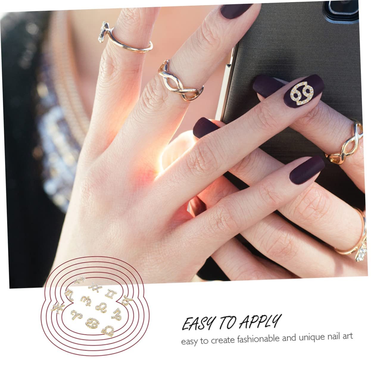 Украшения для ногтей FRCOLOR 96 шт. со сверкающими стразами для украшения ногтей, подходят для свадеб, вечеринок и дизайна ногтей, золотые украшения, фото №5