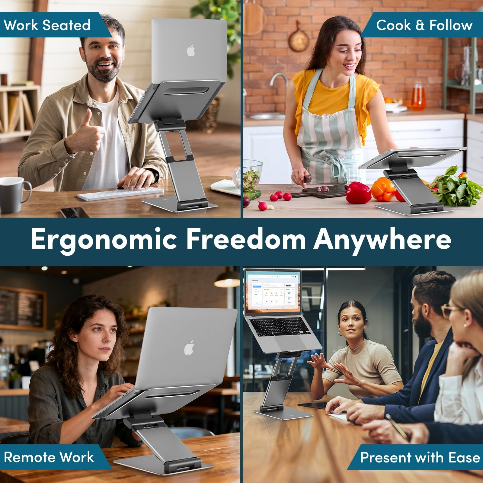 Подставка для ноутбука Ergonomic Регулируемая высота до 20 дюймов Подставка для портативного ноутбука Подходит для Macbook 10/15/17 дюймов Держатель для ноутбука и подставка для ноутбука, фото №8