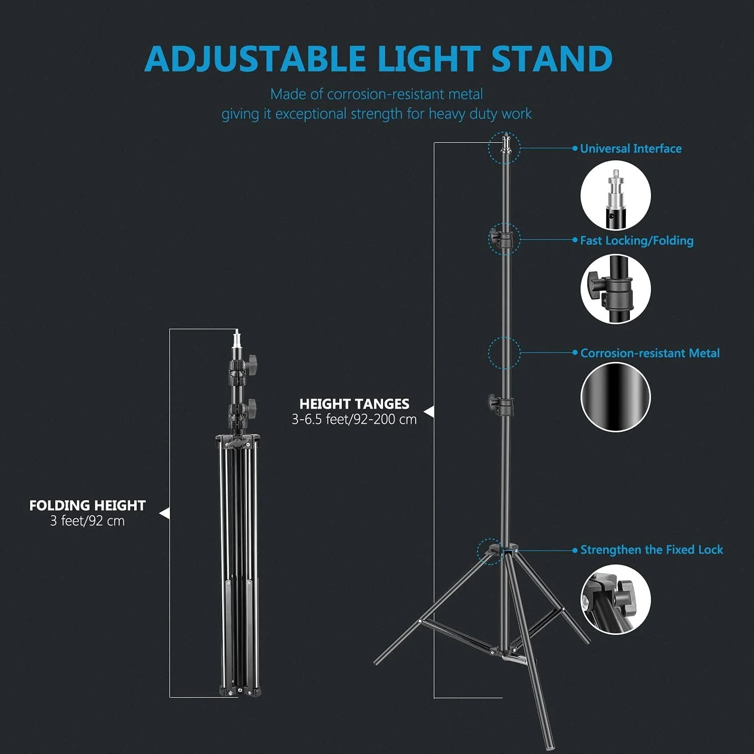 Комплект студийного света Neewer P280 / 3200–5600 К / CRI 95+ / 2 шт. / Черный, фото №5