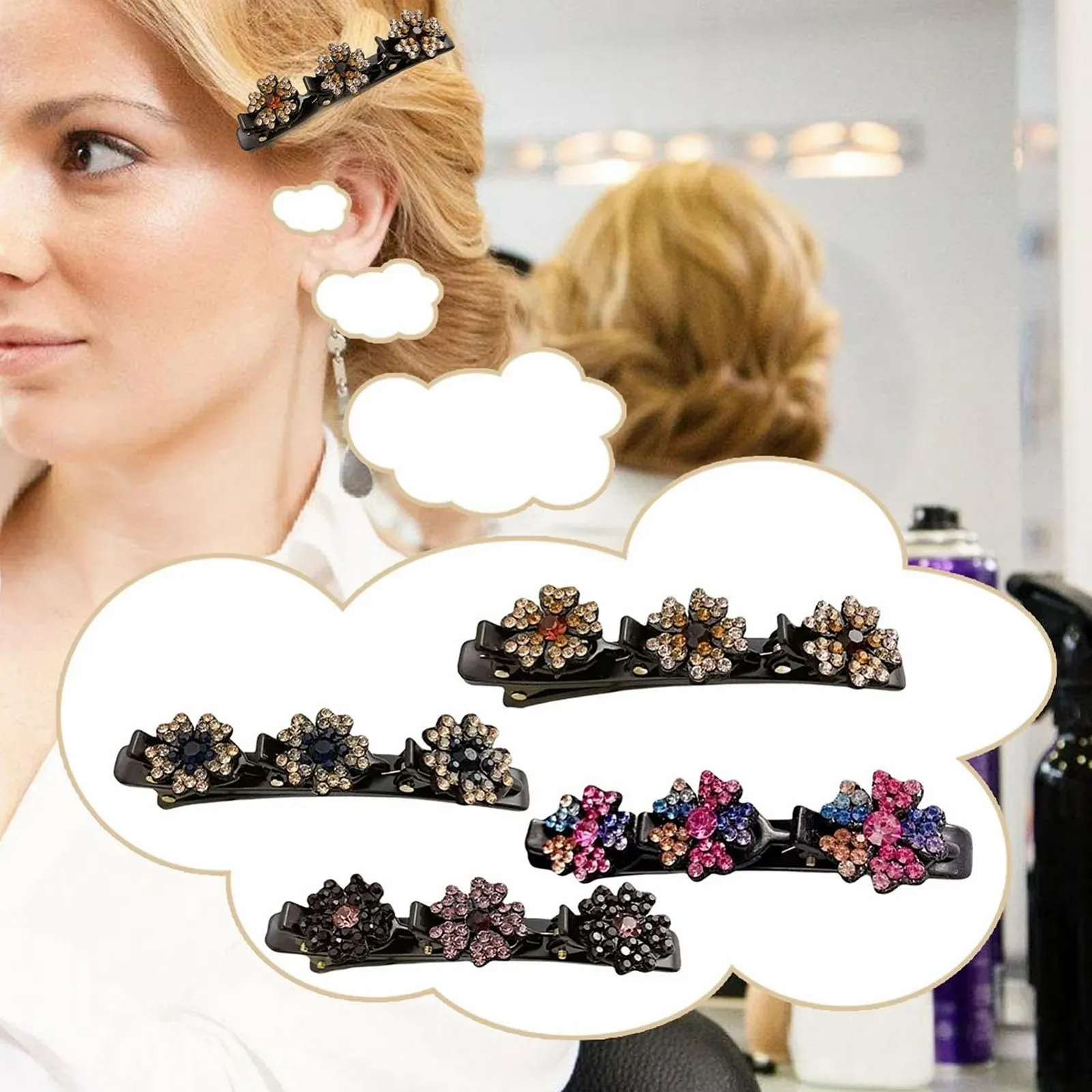 Заколка для волос Acunny с блестящими камнями, плетеная, со стразами, фото №3 Заколка для волос Acunny с блестящими камнями, плетеная, со стразами, фото №3