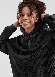 Толстовка QS со структурированным узором и капюшоном synthetic.ua - Фото 1