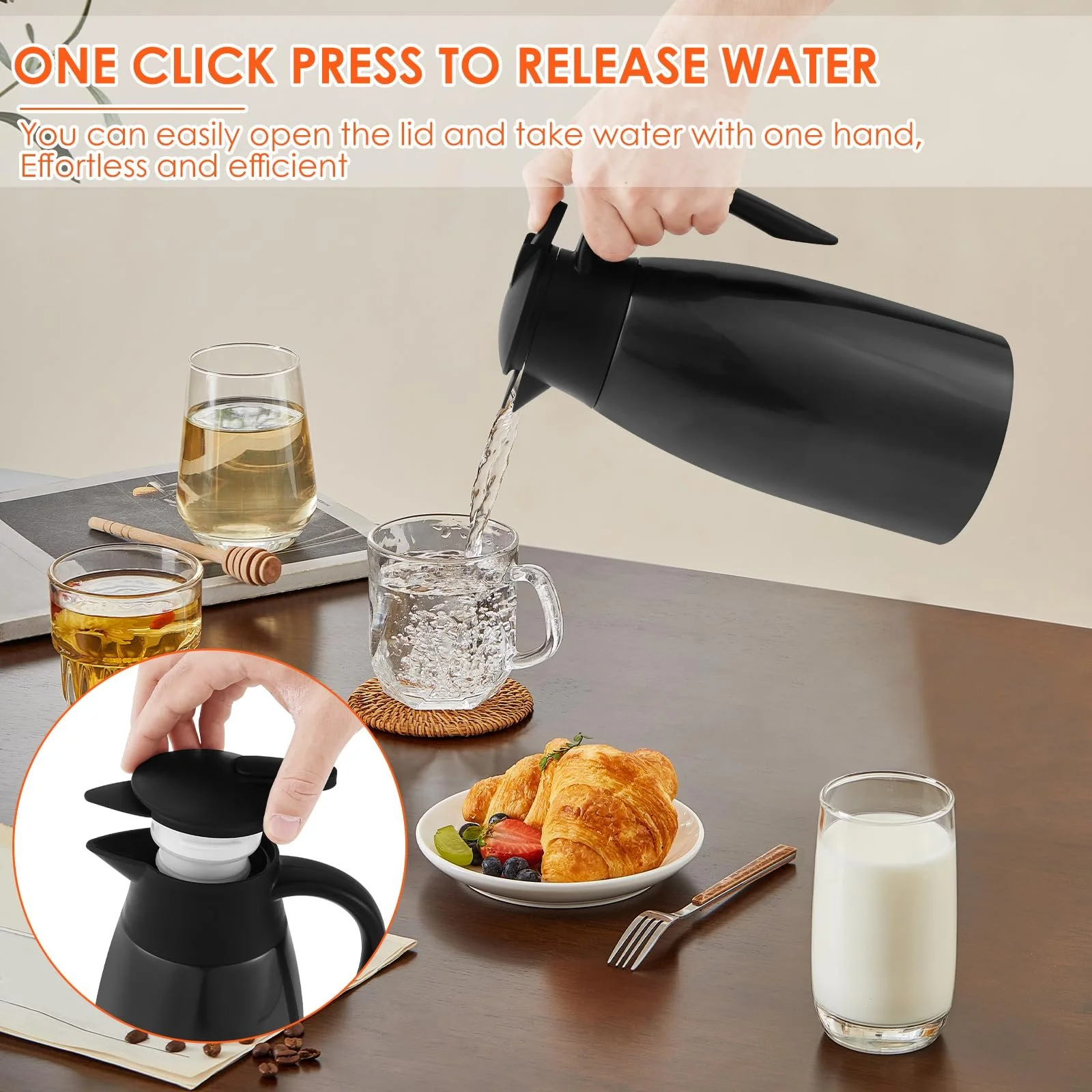 Термос-кавник з нержавіючої сталі 304, 2 літри, для кави, термос, 20-24 години, фото №3