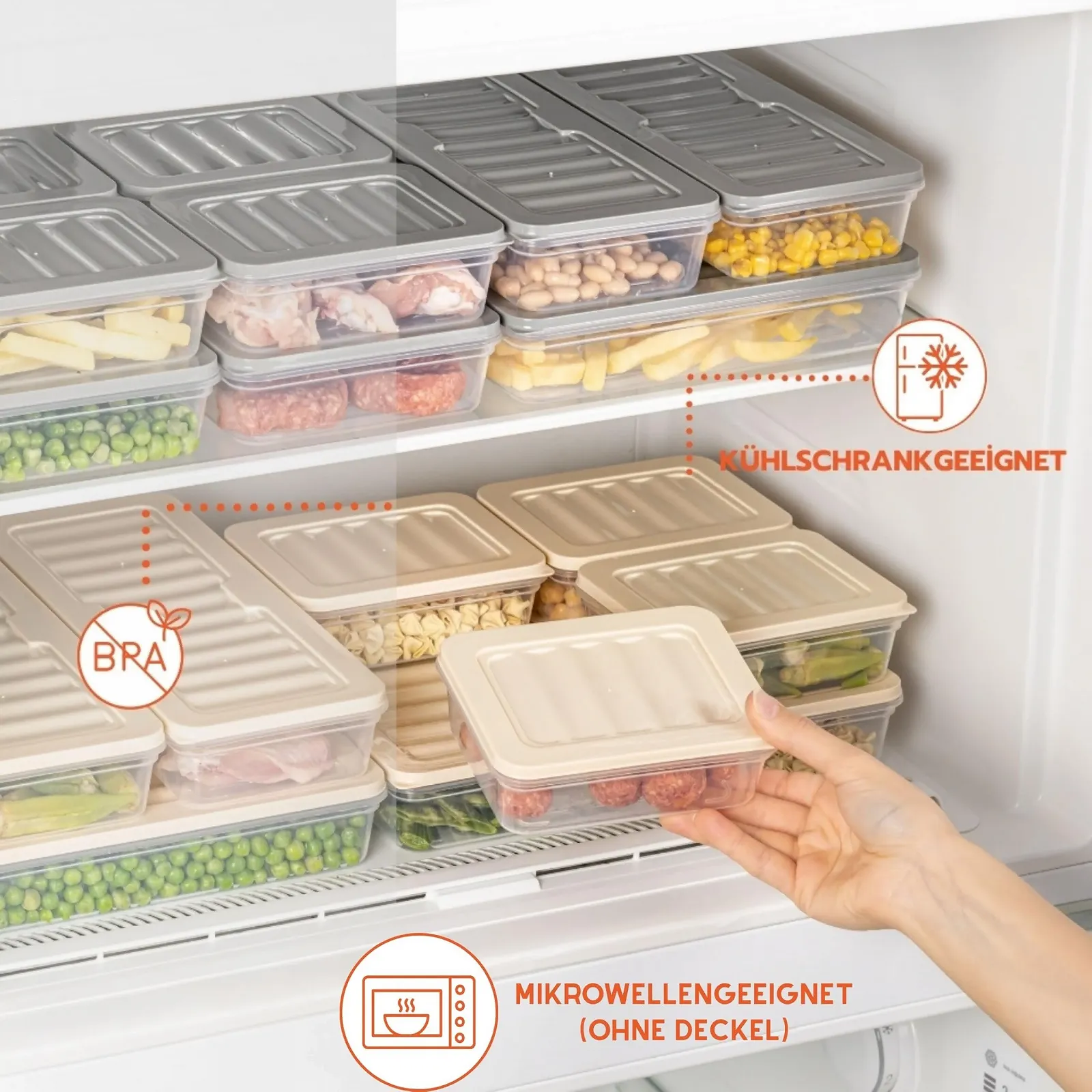 Контейнери для зберігання продуктів FreshBox Штабельовані Набір із 9 шт. Кремовий, фото №2 Контейнери для зберігання продуктів FreshBox Штабельовані Набір із 9 шт. Кремовий, фото №2