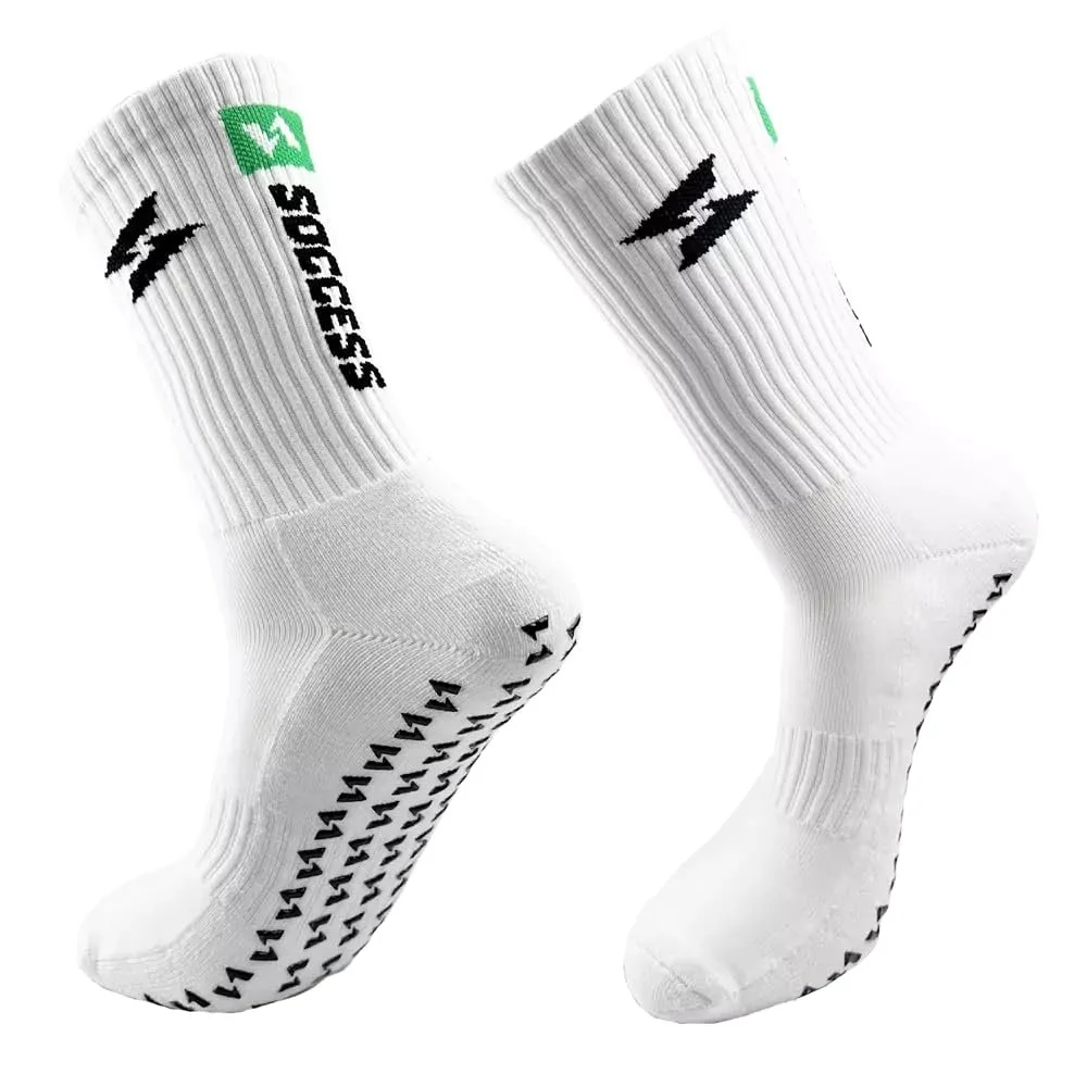Футбольные носки с захватом - Нескользящие спортивные носки для максимального сцепления и комфорта на поле, белые, фото №1