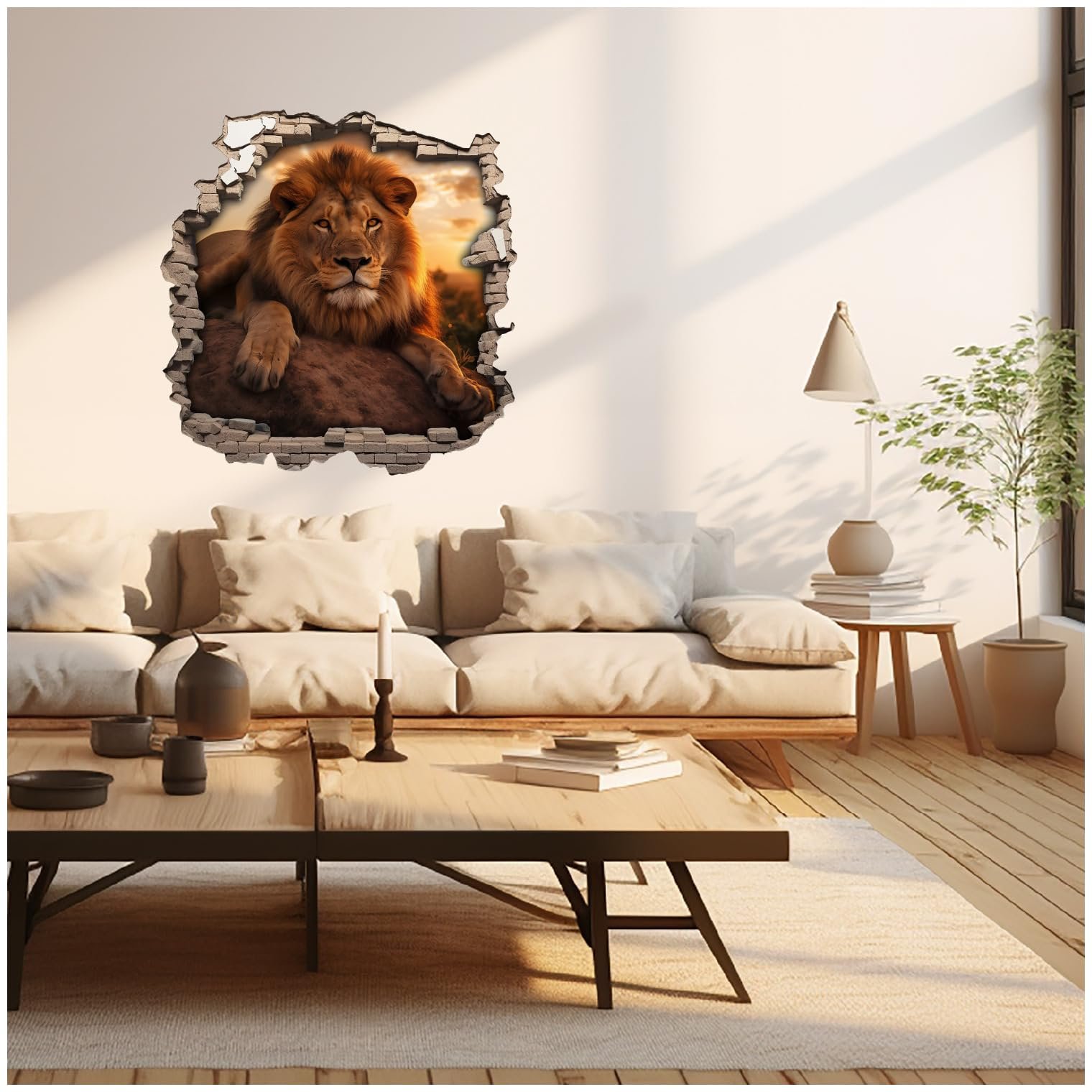 Наклейка на стіну Samunshi Wall Crack with Lion 70 x 70 см, фото №2