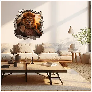 Наклейка на стіну Samunshi Wall Crack with Lion 70 x 70 см synthetic.ua - Фото 1