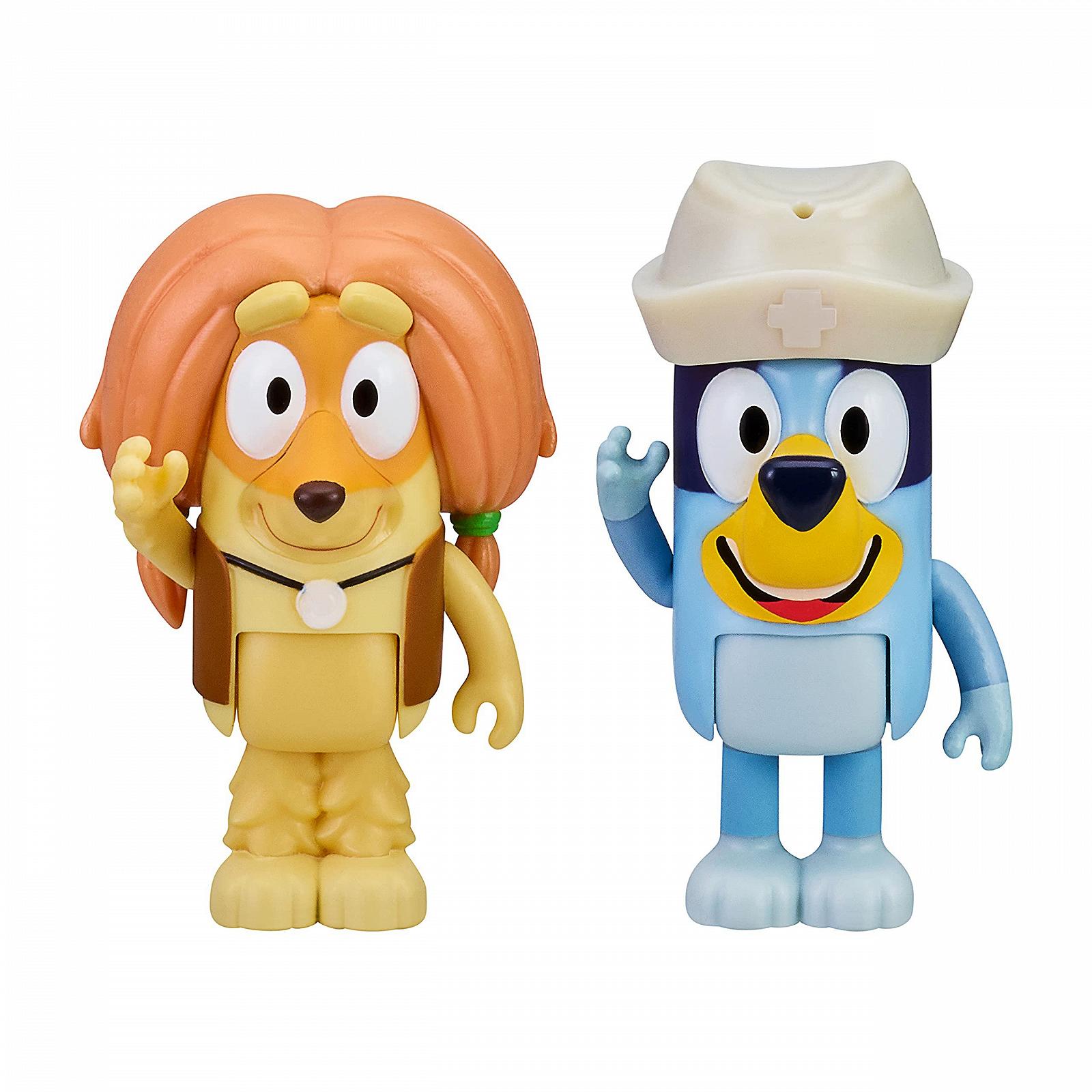 Набір фігурок Лікарі Bluey та Indy 2 Шарнірні фігурки 6,35 см. У наборі шапка медсестри. Колекційна іграшка, фото №1