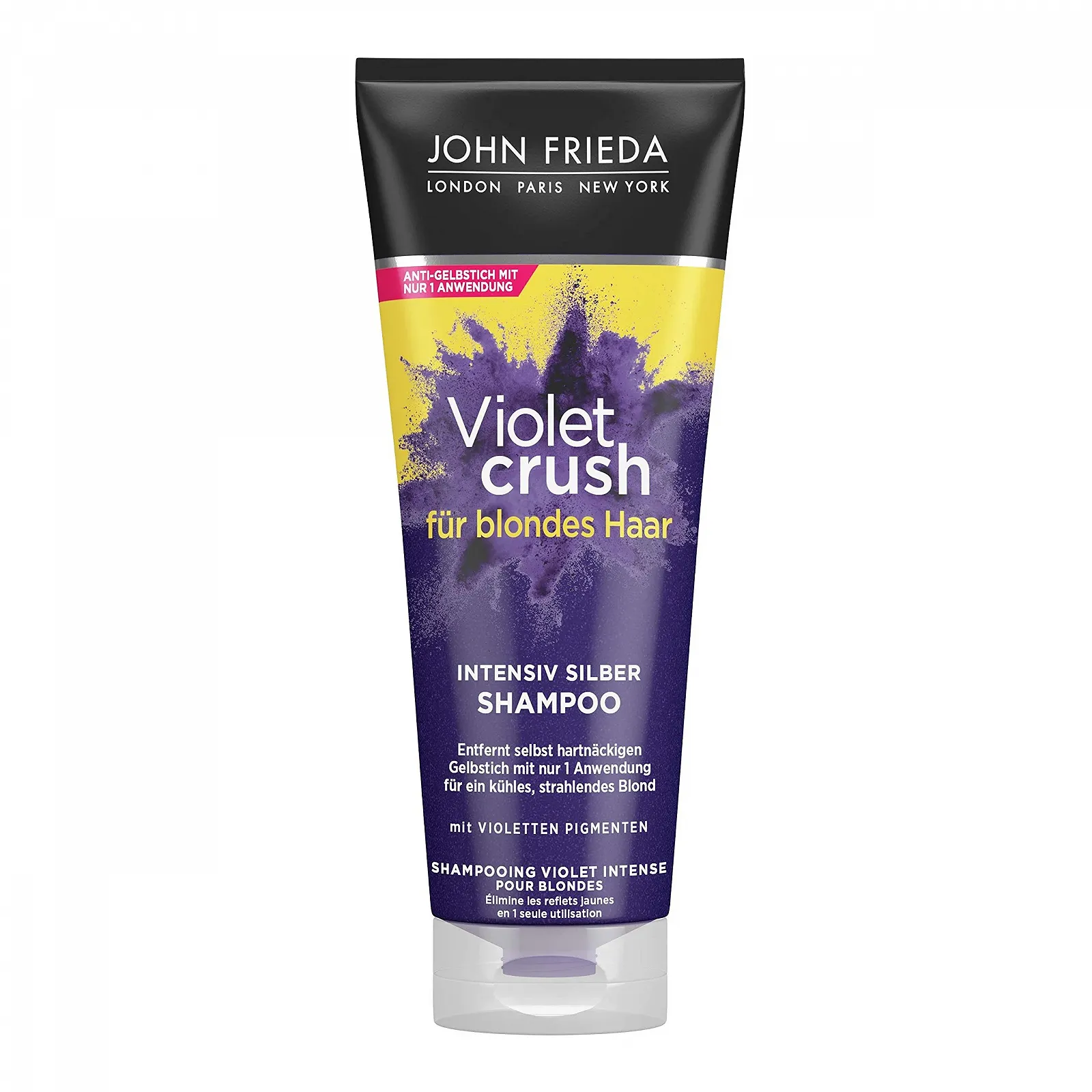 Шампунь John Frieda Violet Crush Intensive Silver для нейтрализации желтых и оранжевых оттенков с фиолетовыми пигментами 250 мл, фото №1 Шампунь John Frieda Violet Crush Intensive Silver для нейтрализации желтых и оранжевых оттенков с фиолетовыми пигментами 250 мл, фото №1