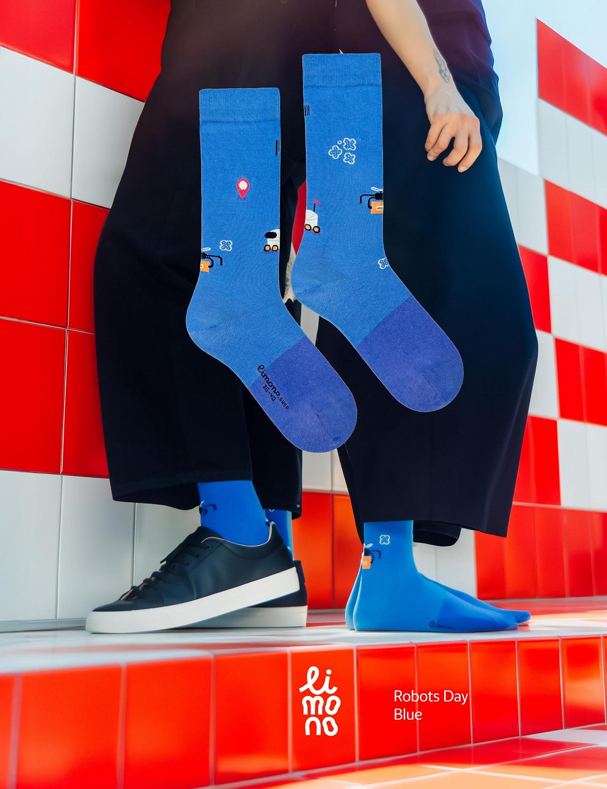 Носки Robots Day Унисекс Цветные из органического хлопка с веселым дизайном, бесшовные кружевные и из дышащей смеси материалов, фото №4