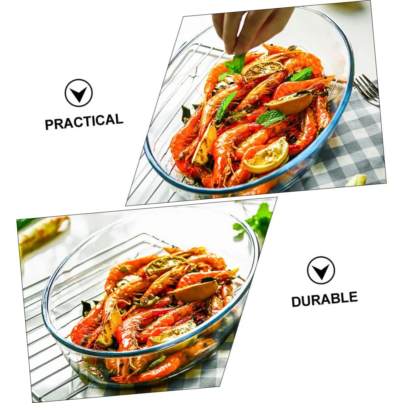 Форма для запекания стеклянная овальная термостойкая прозрачная для микроволновой печи и духовки, фото №6