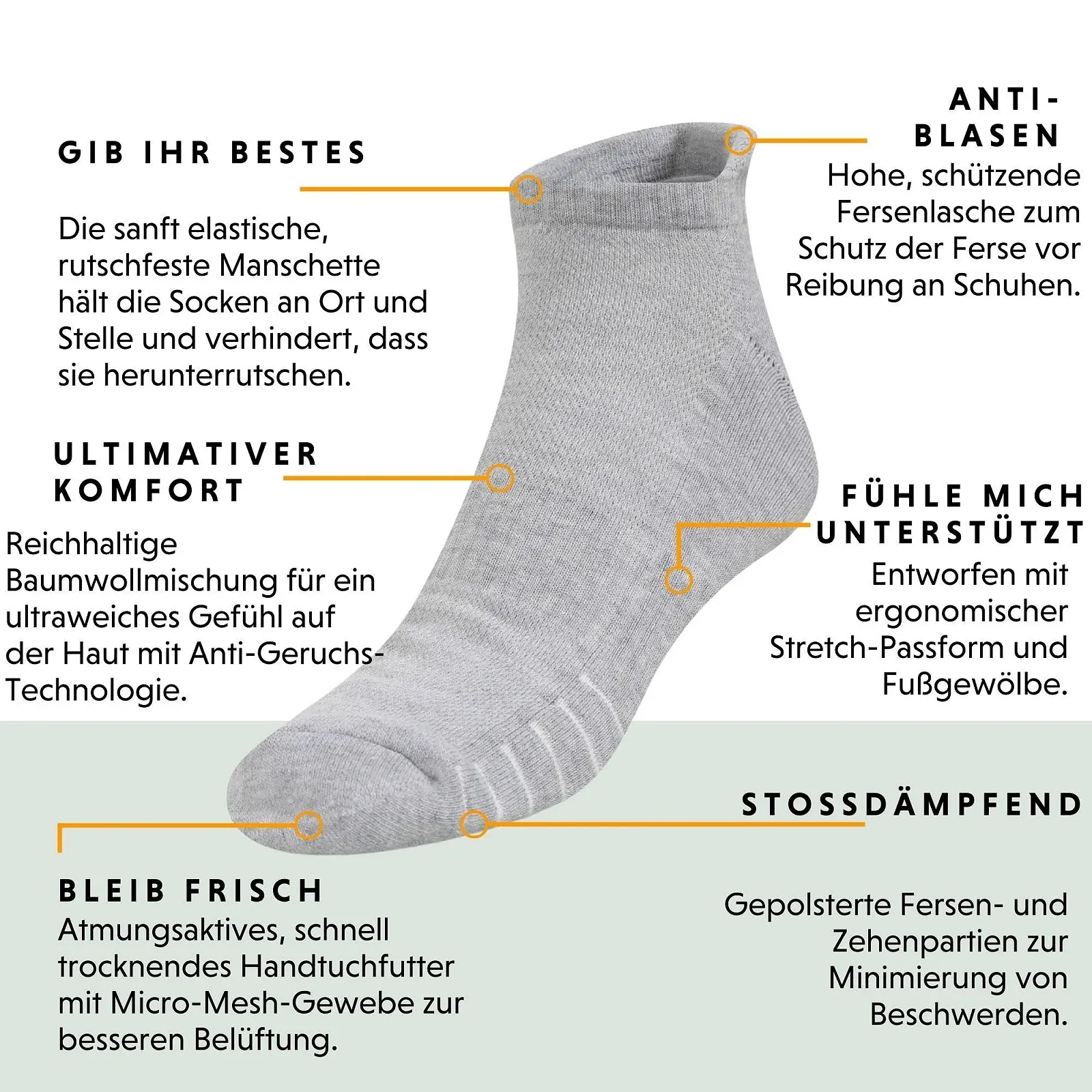 Носки-подследники FM London 8 пар, унисекс, с амортизацией, фото №6