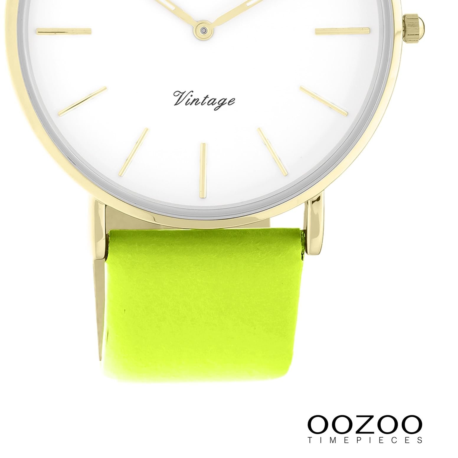Женские часы Аналоговые Oozoo Vintage Series UOC20305 Кожа Желтый Зеленый, серебристый / белый, Ремешок., фото №3