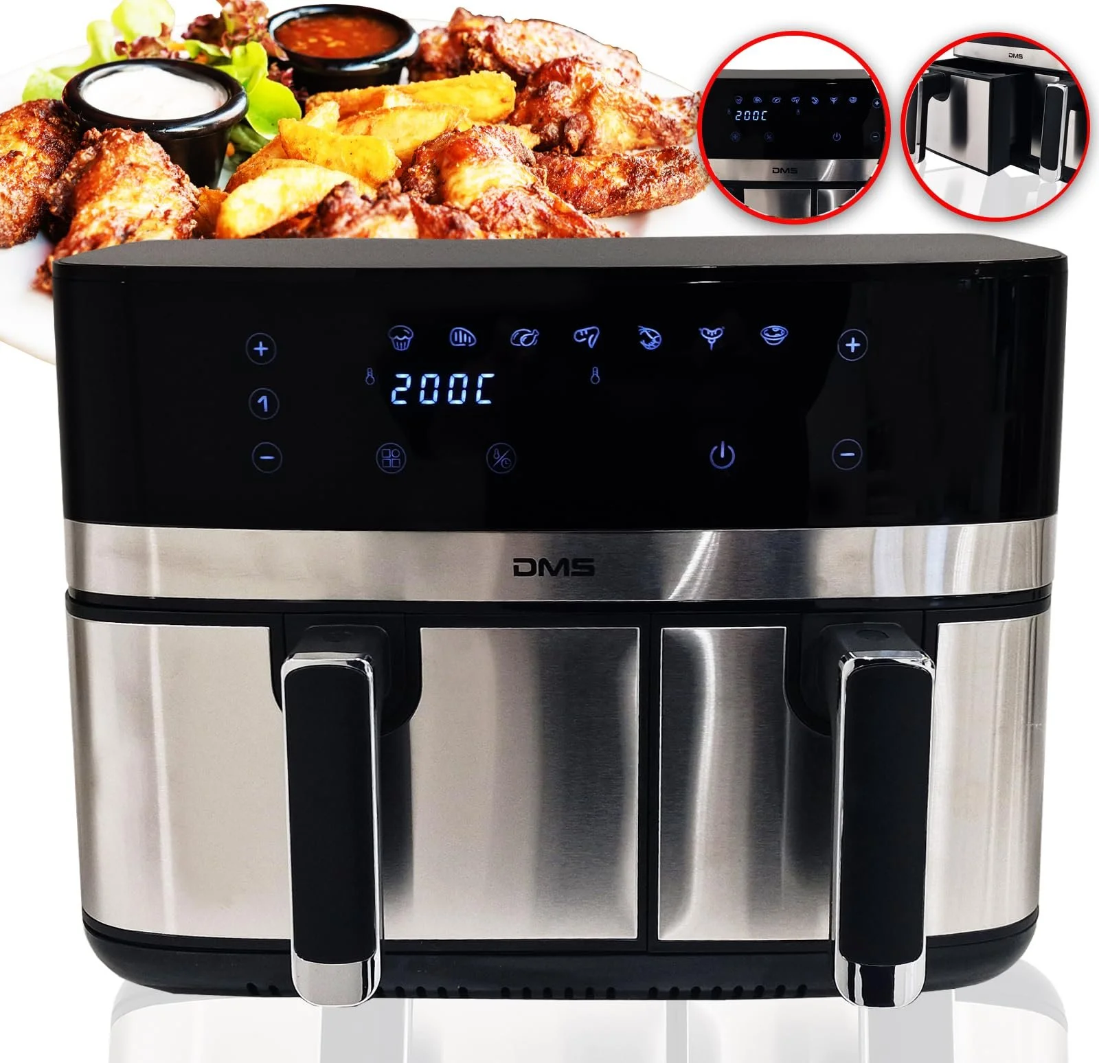 Мультипечь DMS Double Chamber 10 л 2800 Вт 8 программ Черная, фото №5 Мультипечь DMS Double Chamber 10 л 2800 Вт 8 программ Черная, фото №5