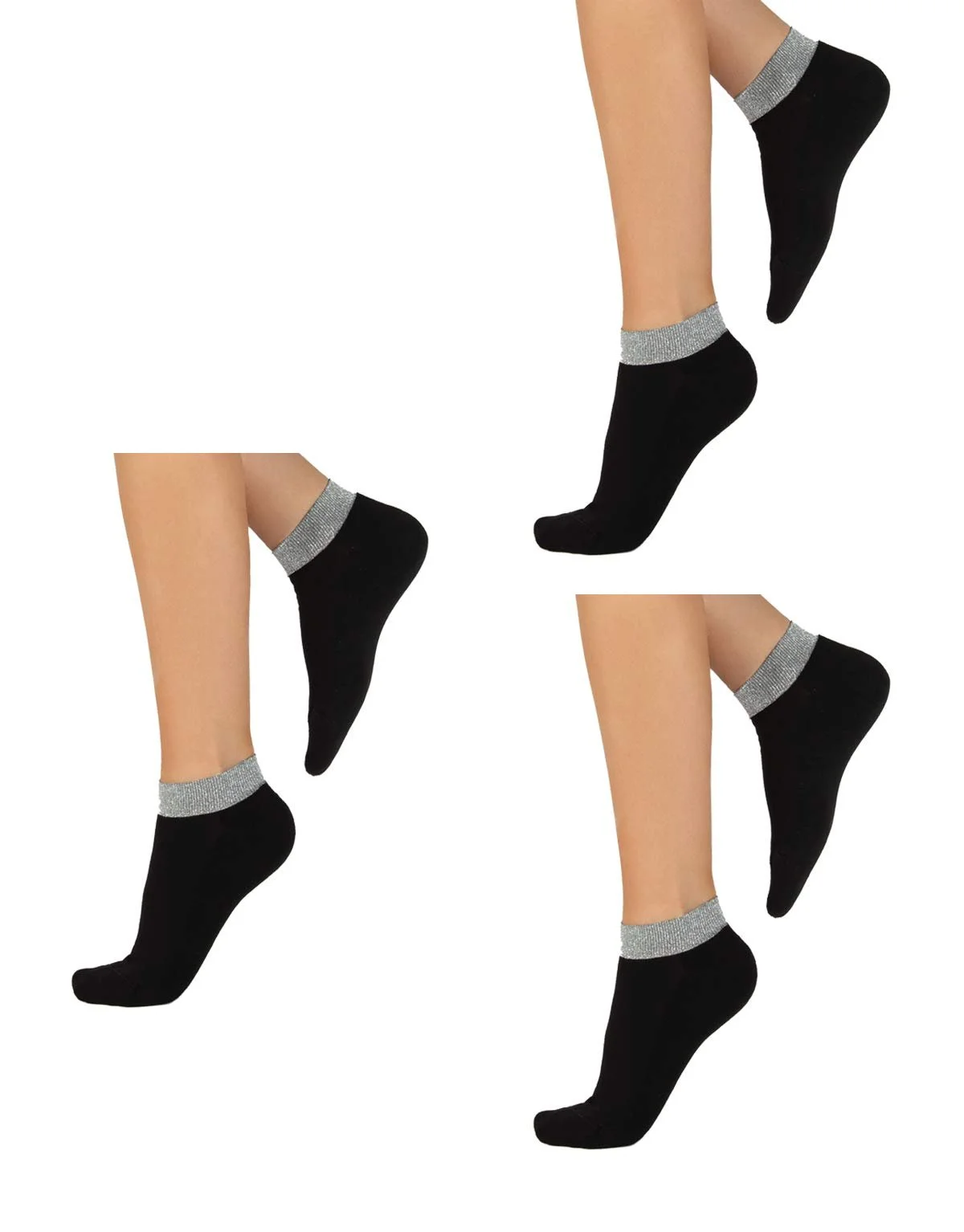 Шкарпетки Calzitaly 3 пари бавовняні з люрексом Чорний Розмір 36/41, фото №1